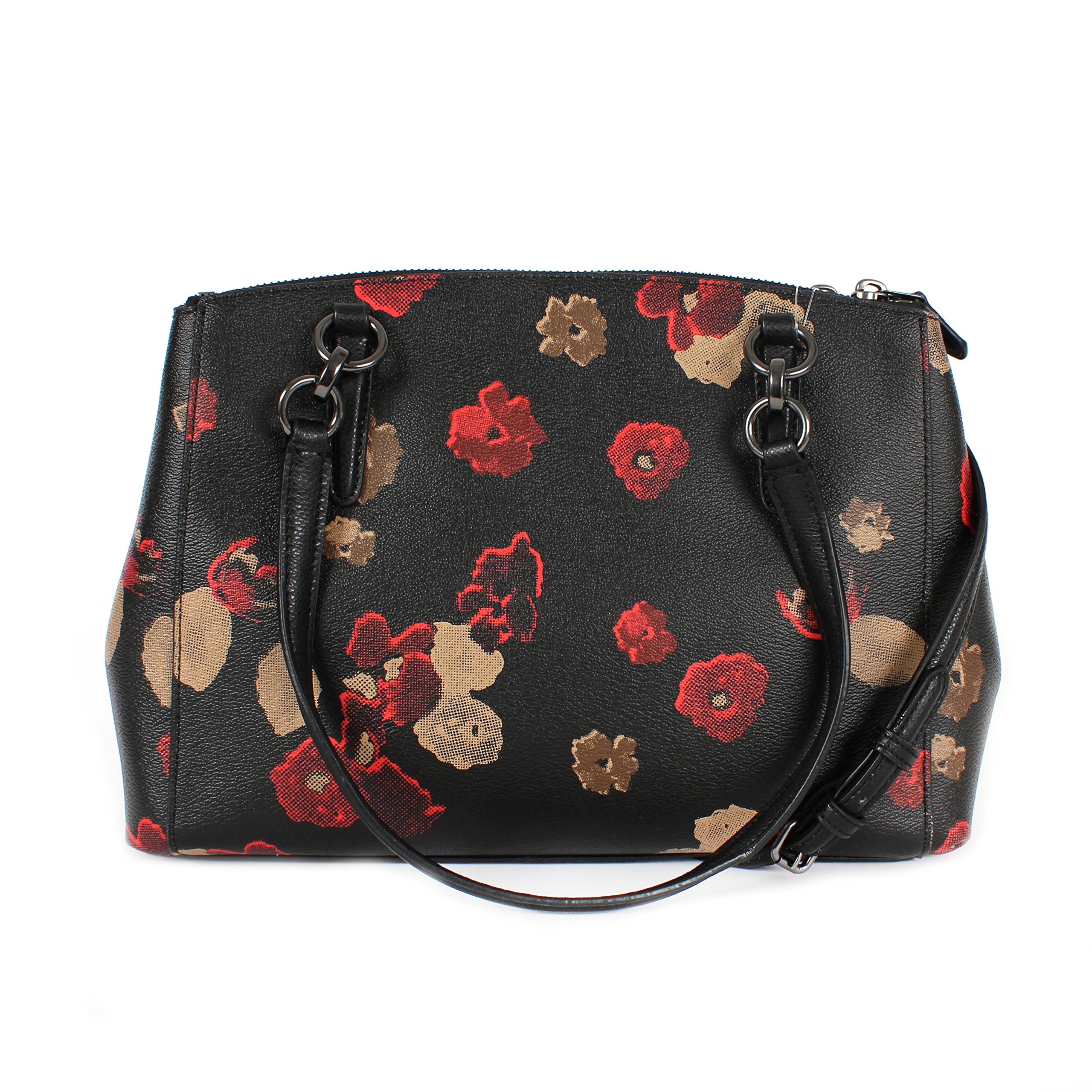 COACH F55538 Halftone Floral Mini Christie Carryall Black 