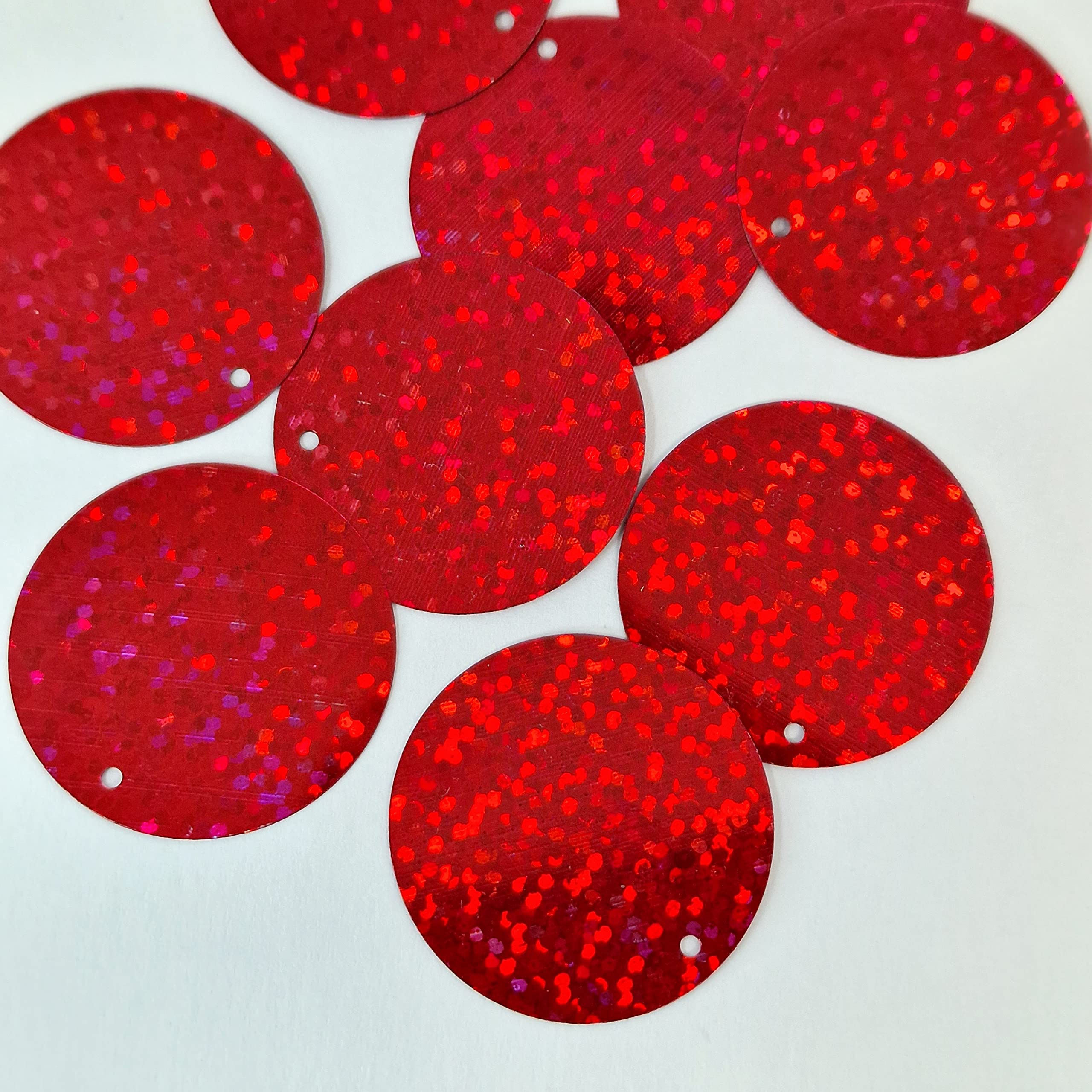 30mm 30g 130pcs Holographic Large Round PVC Sequins (Red)
