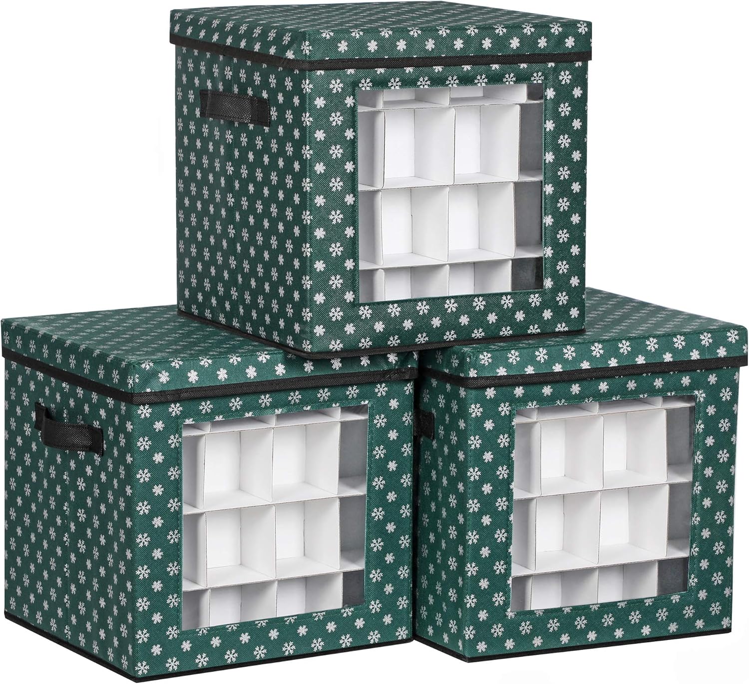 SONGMICS Set of 3 Christmas Decoration Storage Boxes, Christmas Baubles