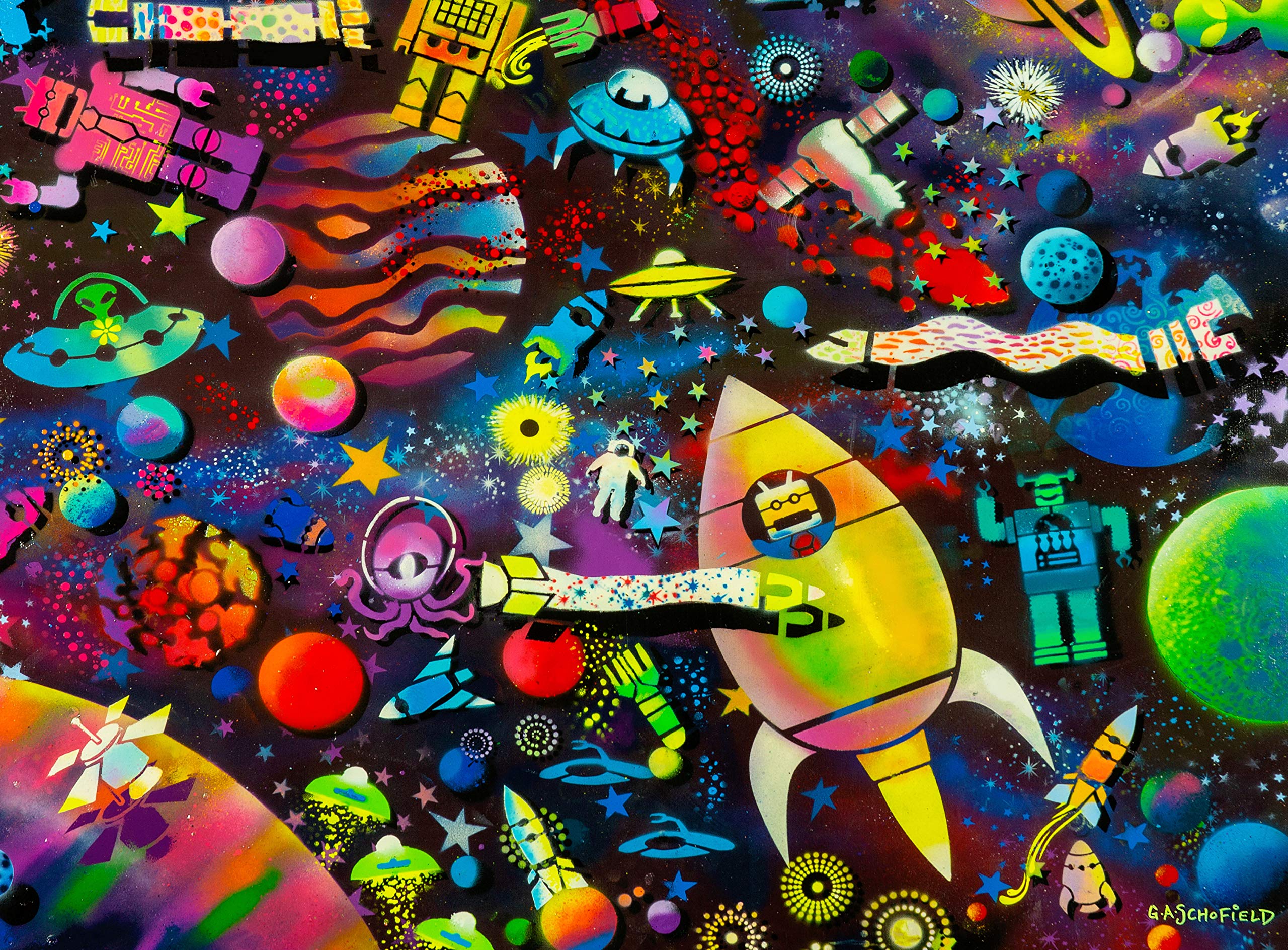 Outer Space Crowded Place 1000 Piece Jigsaw Puzzles 17" x 22" Finished Size –Space Theme Jigsaw Puzzles for Adults and Kids