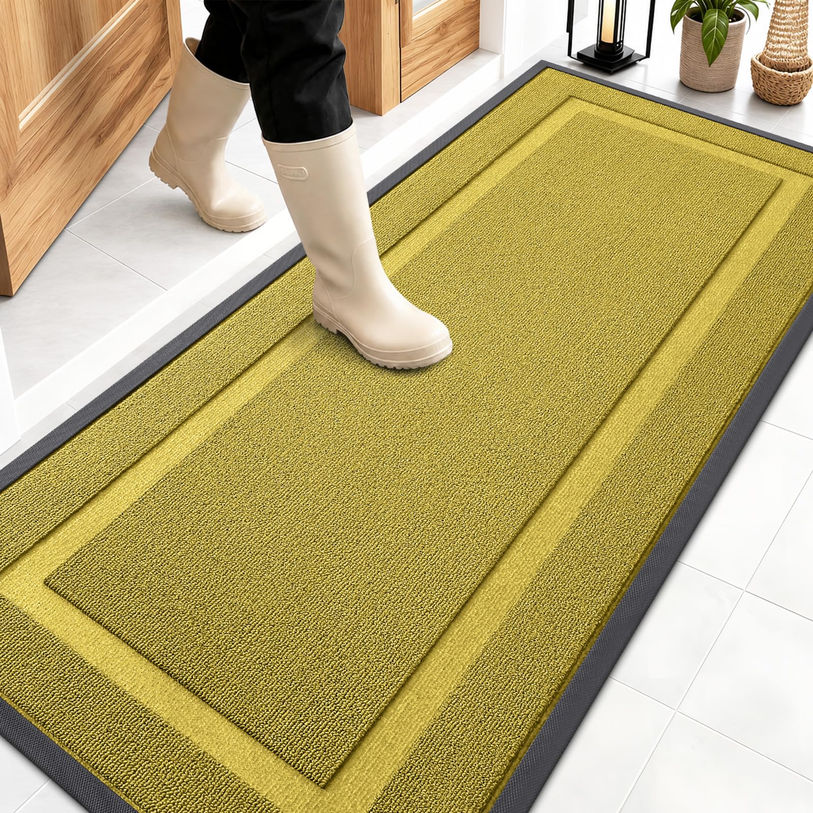OLANLY Front Door Mat Outside 59x23, All-Season Heavy-Duty Rubber Doormat