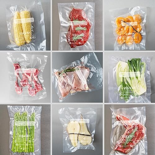 Miniatura 8 de VIAVAK Bolsas selladoras al vacío (6 x 10 pulgadas) para alimentos  100 transparentes + 20 negras adicionales  7 capas de grado comercial, sin BPA,