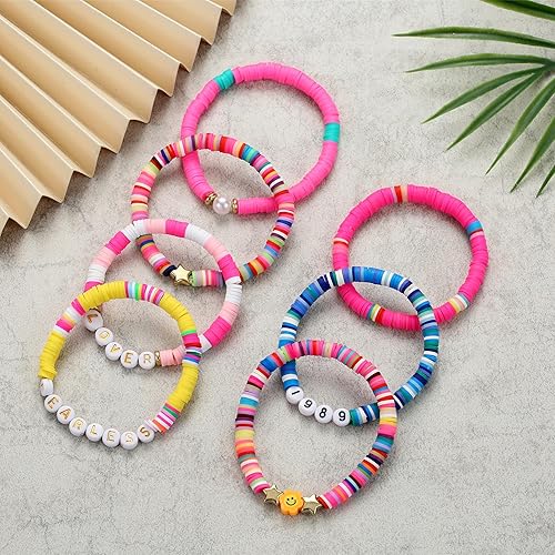 Miniatura 7 de Bflaae 1500 cuentas de arcilla blanca para hacer pulseras, espaciador de polímero redondo plano, kit de cuentas de arcilla heishi para fabricación