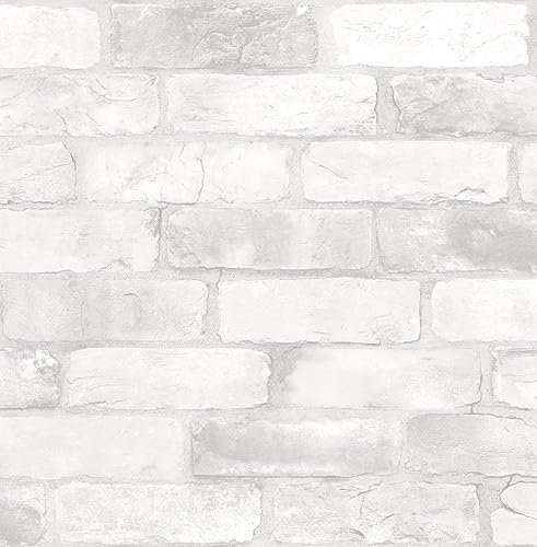 NuWallpaper NU2218 Loft Brick Peel Stick - Papel pintado, color blanco y blanquecino