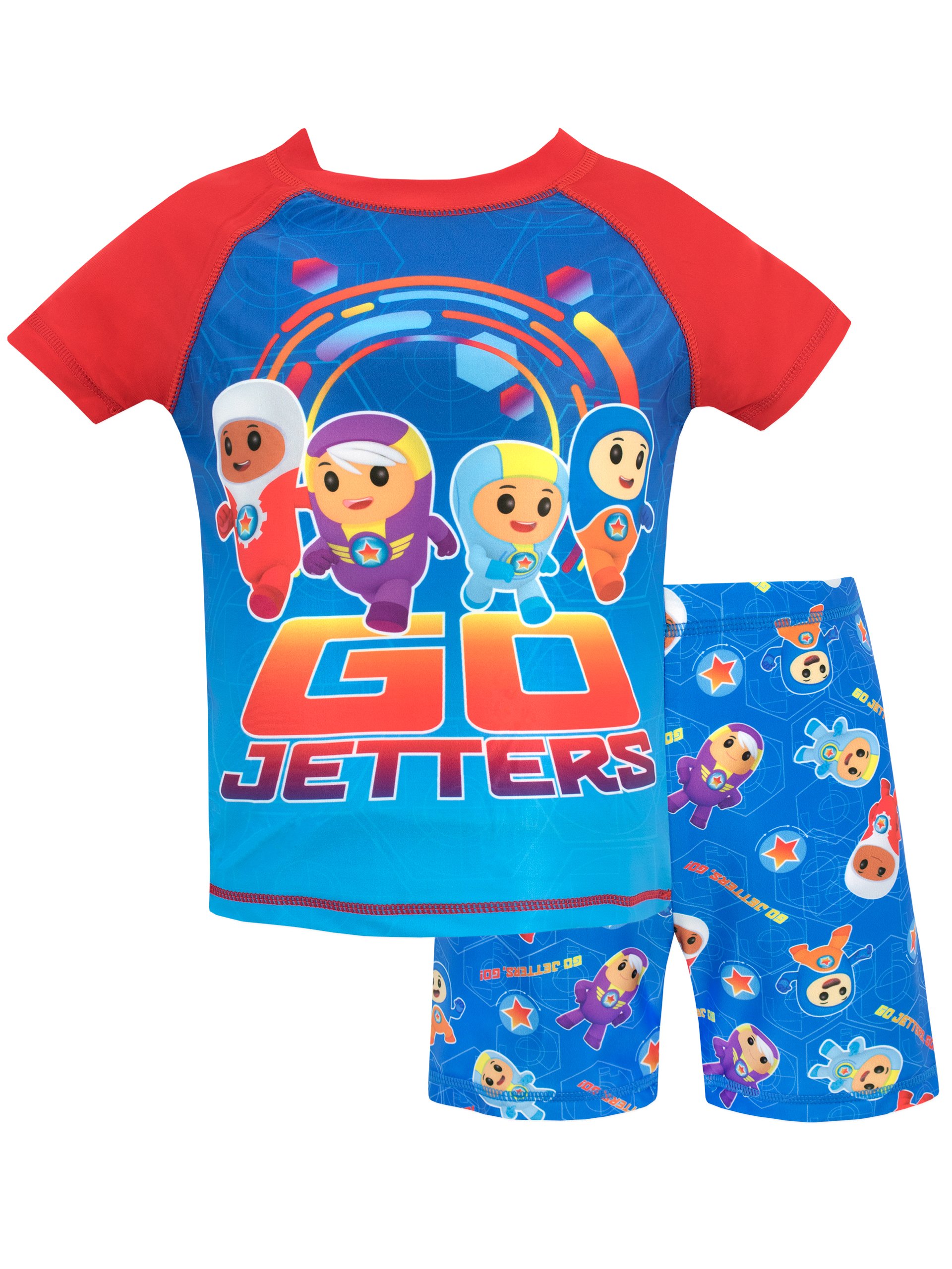Go Jetters Boys' Xuli Kyan Lars & Foz Two Piece Swim Set Size 5 Blue