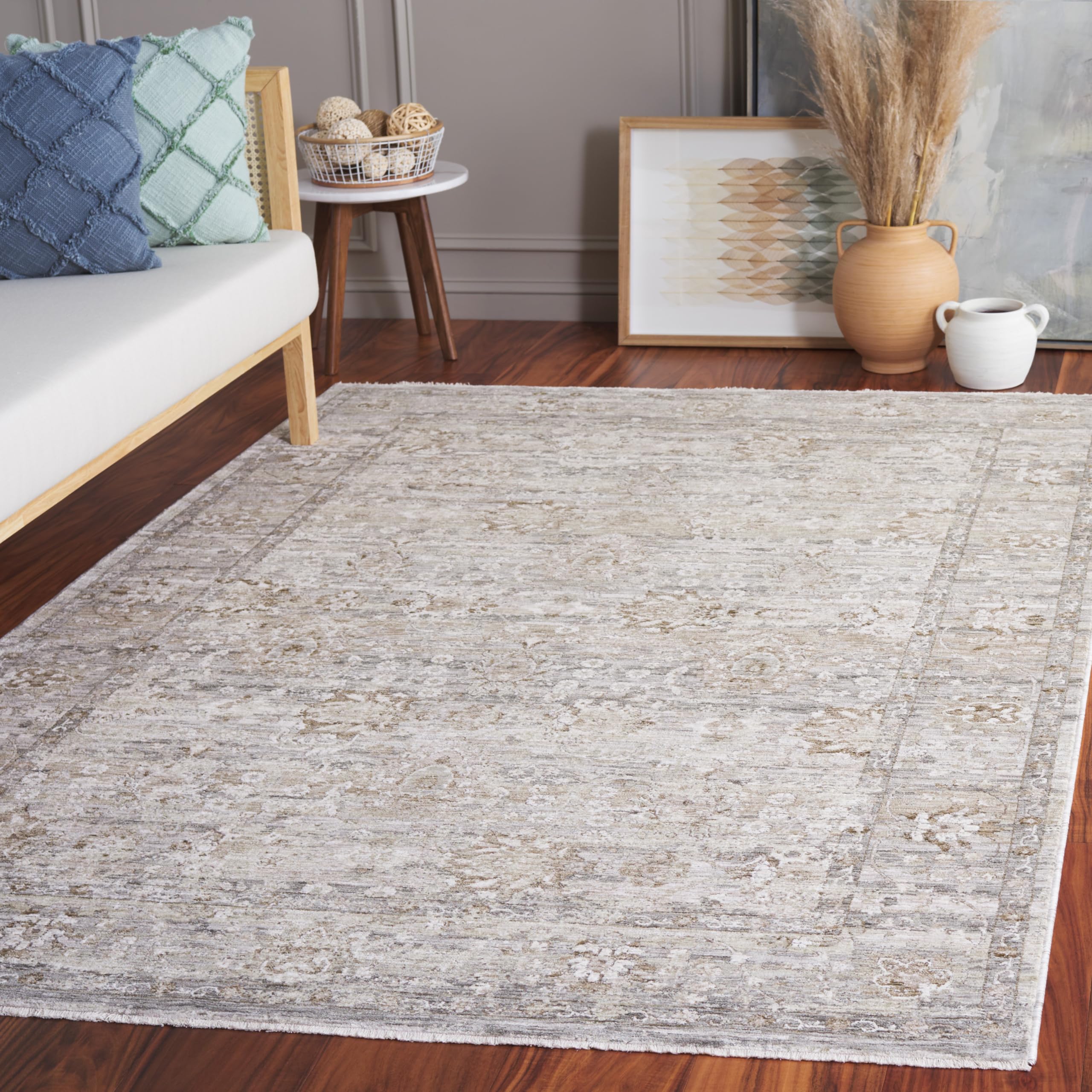 SAFAVIEH Mason Collection Accent Rug - 4' x 6', Beige & Dark Grey, Non-Shedding & Easy Care, Ideal for High Traffic Areas in Living Room, Bedroom,