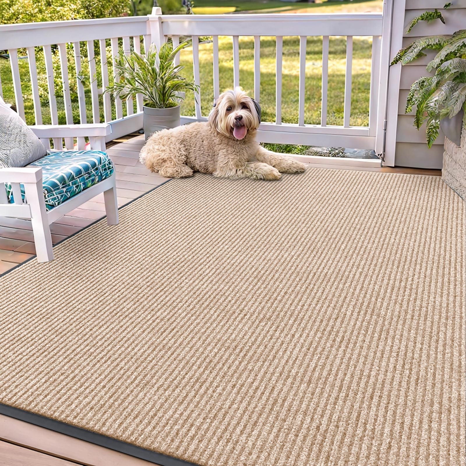 OLANLY Front Door Mat Indoor Outdoor Entrance, Waterproof Heavy Duty Doormat, Fade Resistant, Low Profile, Easy Clean Patio Porch Welcome Floor Mats for Entry, 29.5x17, Beige — view 67