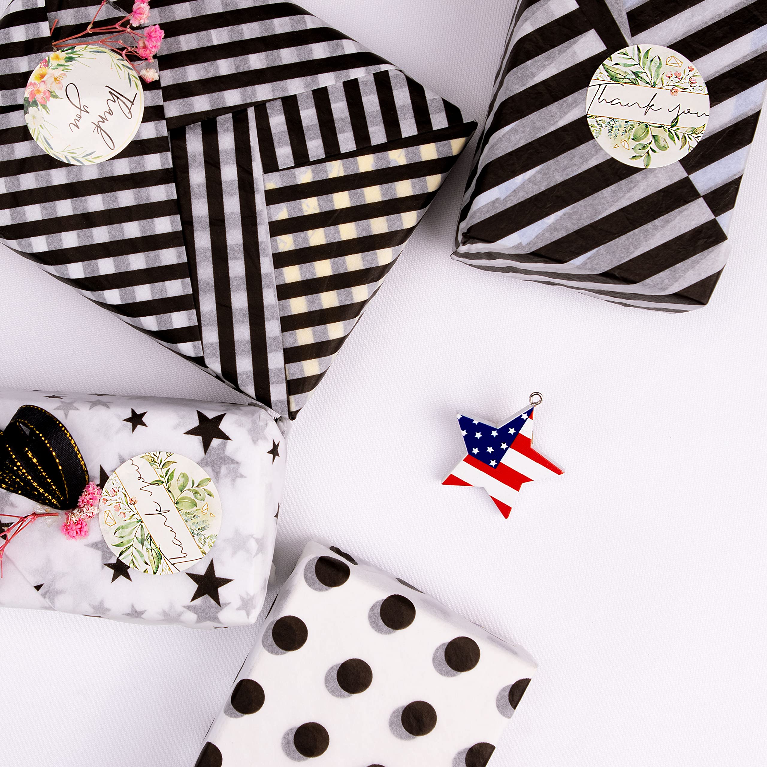 Hi Sasara 100 Sheets Black & White Thank You Tissue Paper - 14x20 Inch Bulk Pack For Gift Bags & Small Business - View #7