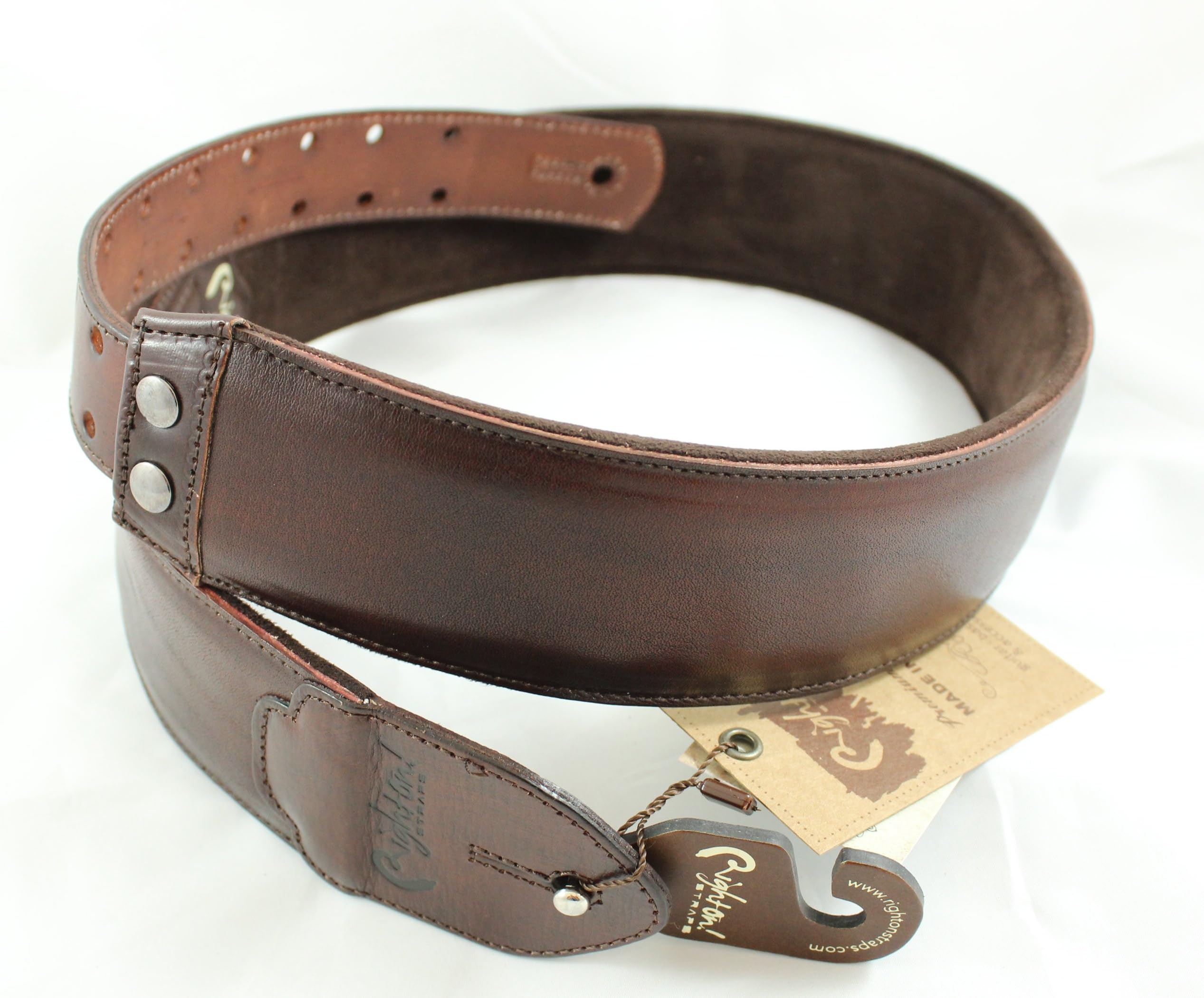 Right On! Straps LEATHERCRAFT Vintage/Brown Guitar Strap Made in Spain