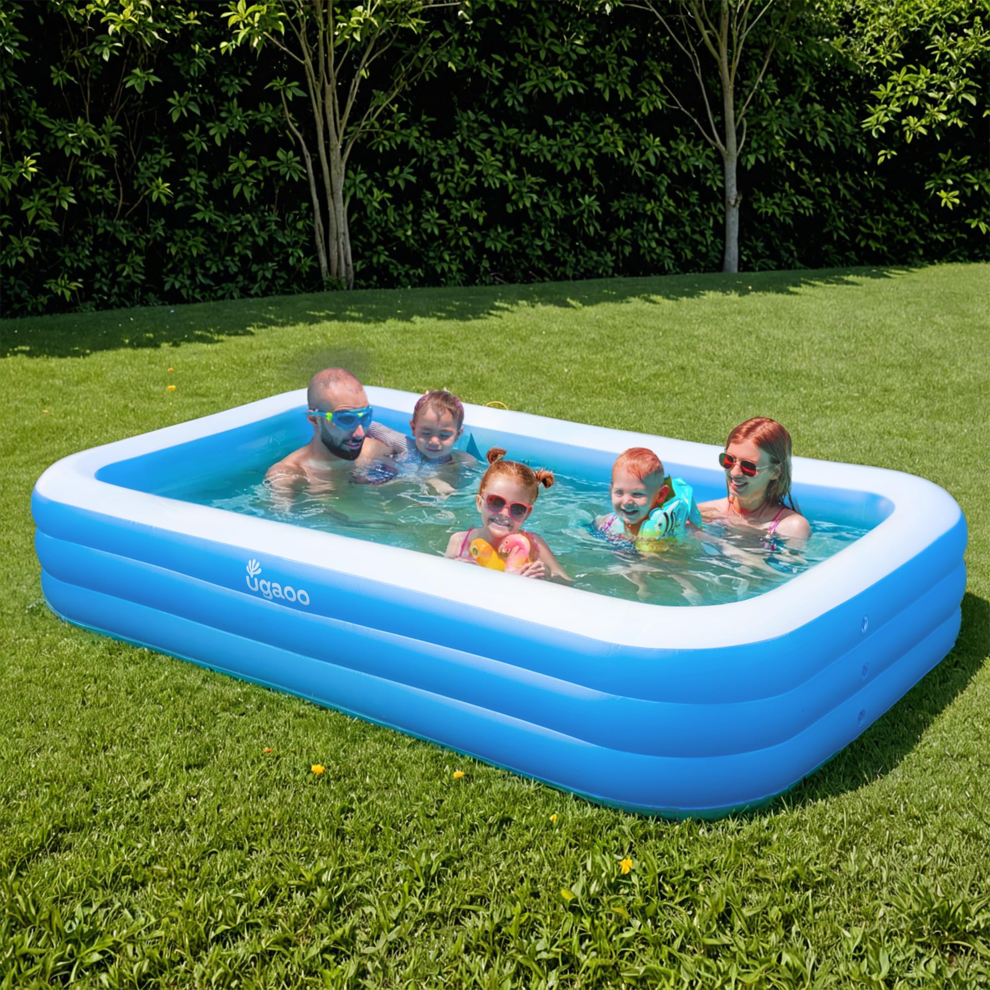 Ugaoo 10 Ft. Swimming Pool for Adults & Kids with 2-Way Electric Pump | Rectangular Bath/Water Tub for Adults with 3-Ring Design | Durable & Scratch-Proof-image-48