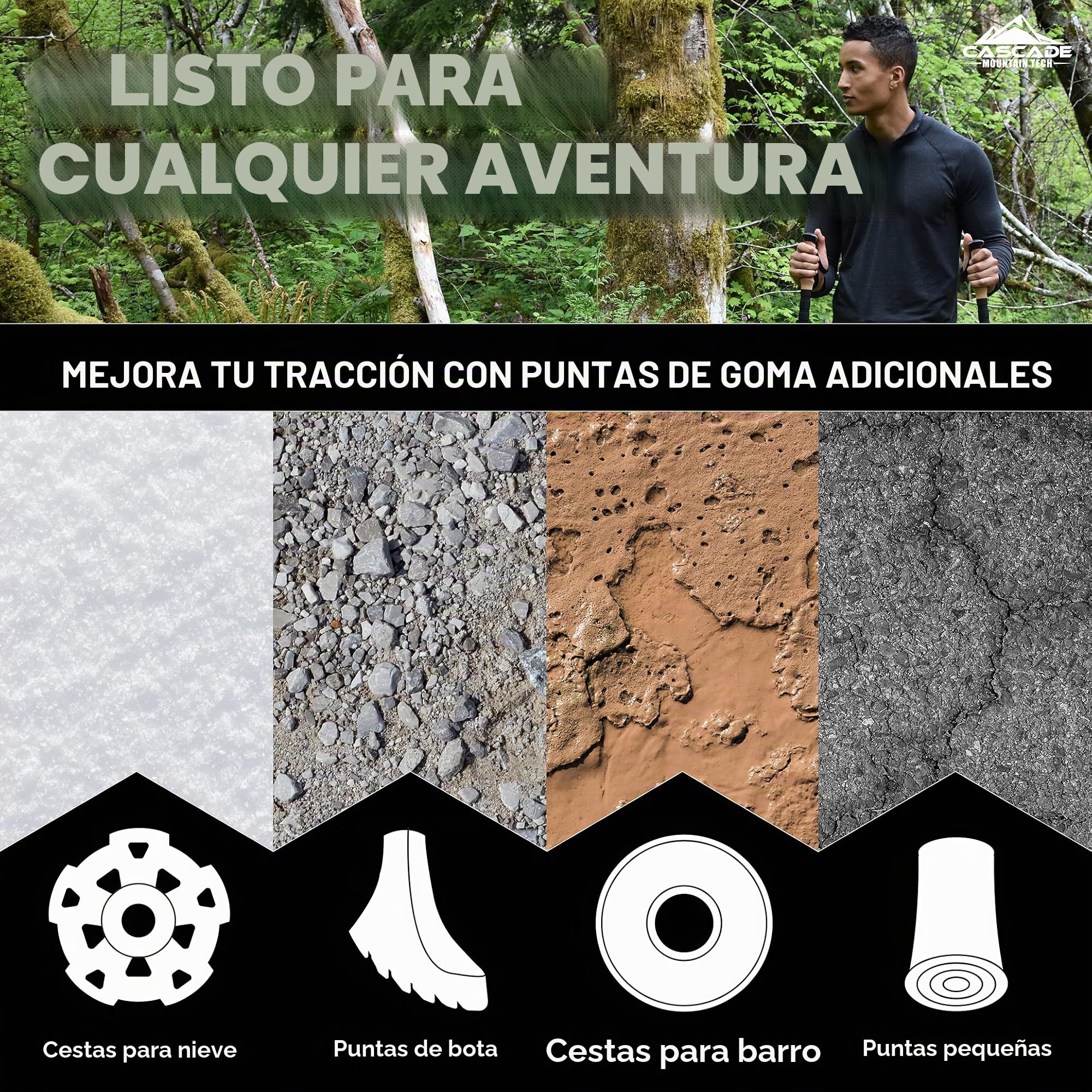 Cascade Mountain Tech Bastones de Senderismo de Fibra de Carbono con Cierres Ajustables rápidos (Juego de 2)