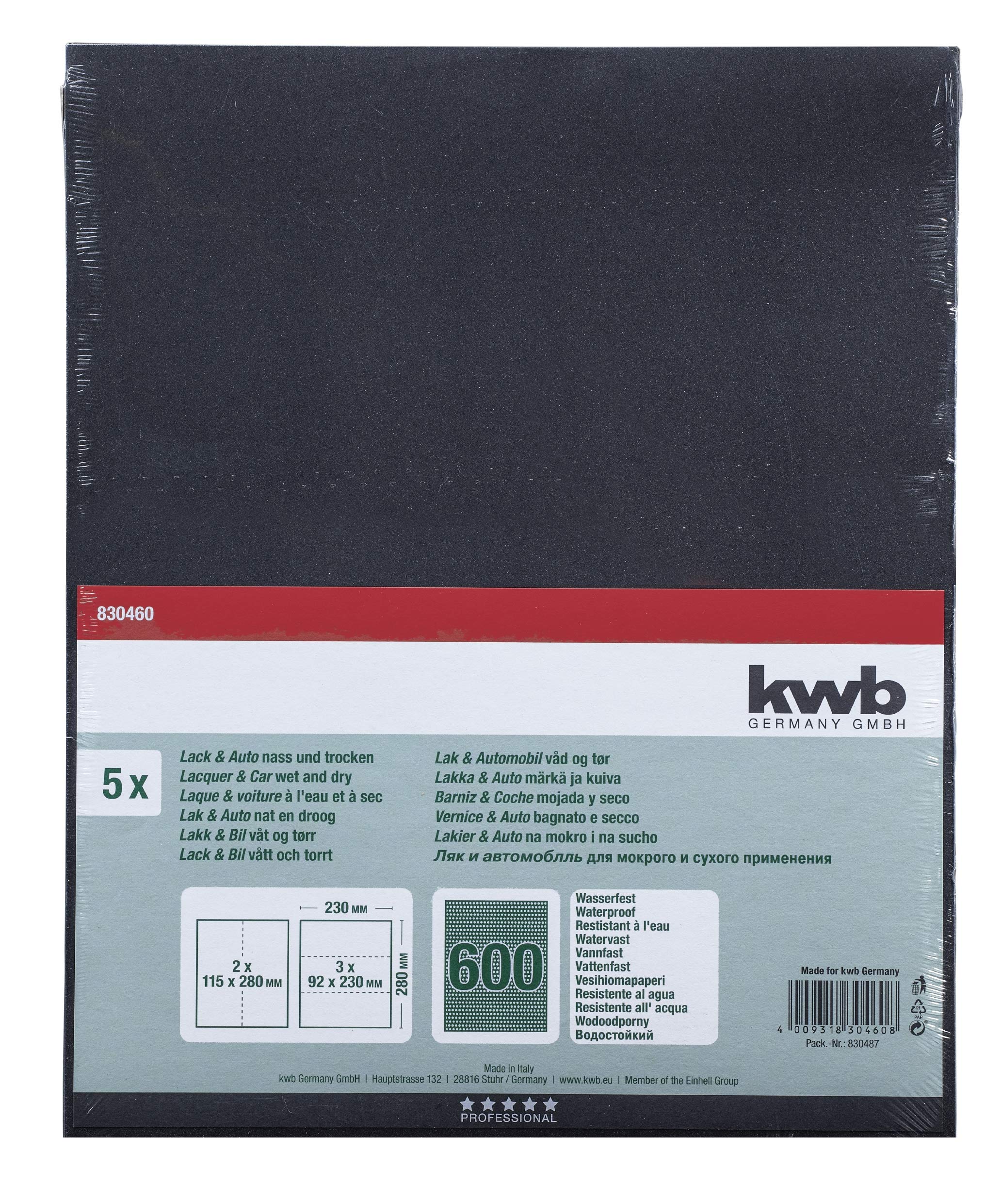 Papier Abrasif Kwb Grain 240 - 230x280mm - Pour Ponçage Fin Bois Et Peinture - Sable De Quartz, Support Robuste