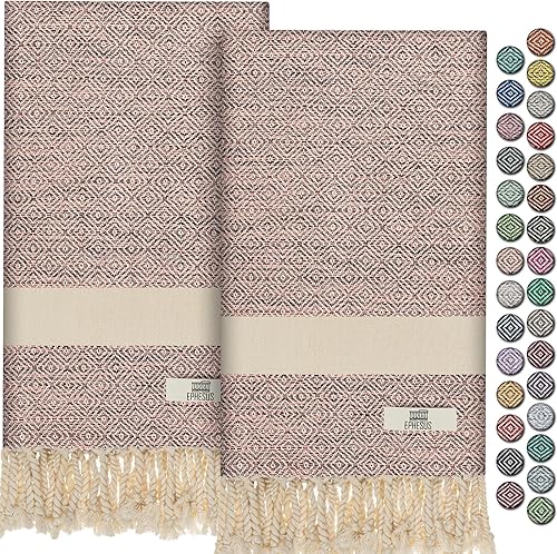 Miniatura 9 de Toallas de mano – Juego de 2 18" x 30" – Toalla de mano turca decorativa para baño, cocina, invitados, cara, cabello, té, paño de cocina