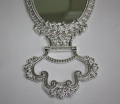 Miniatura 4 de SEHAMANO - Espejo de mesa de maquillaje con diseño de rosas y corazones pequeños, estilo vintage, con diseño de rosas y corazones pequeños, espejo