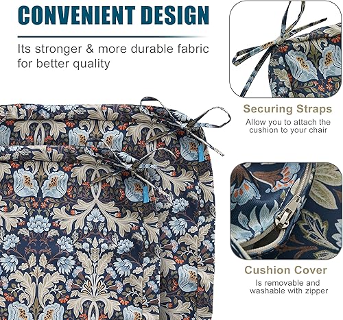 Miniatura 3 de ARTPLAN Juego de fundas de cojín para silla de patio (solo funda sin relleno), juego de fundas de cojín para patio al aire libre con lazo, color de