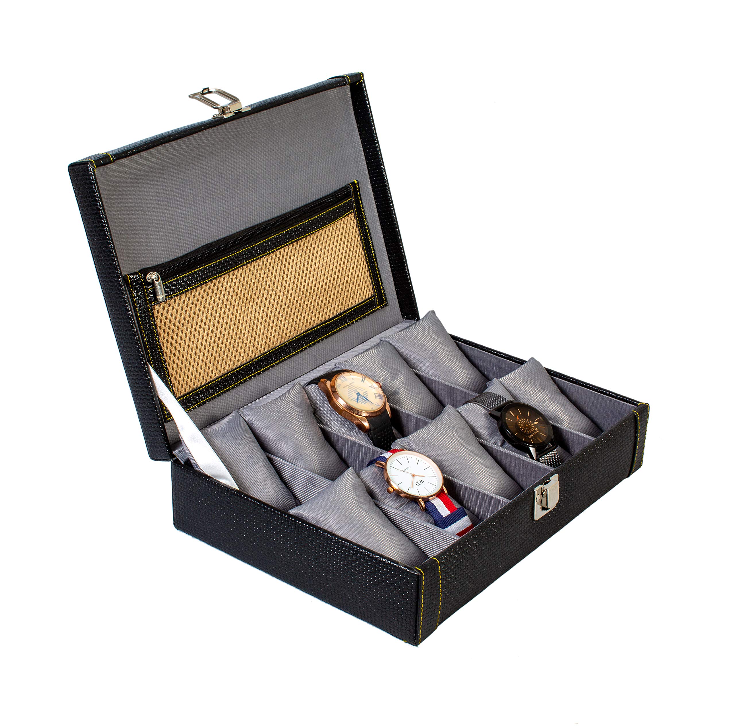 Red Velvet 12 Slot PU Leather Lockable Watch Storage Boxes, Men & Women black (Black) (B08YX1YPST) Amazon Price History, Amazon Price Tracker