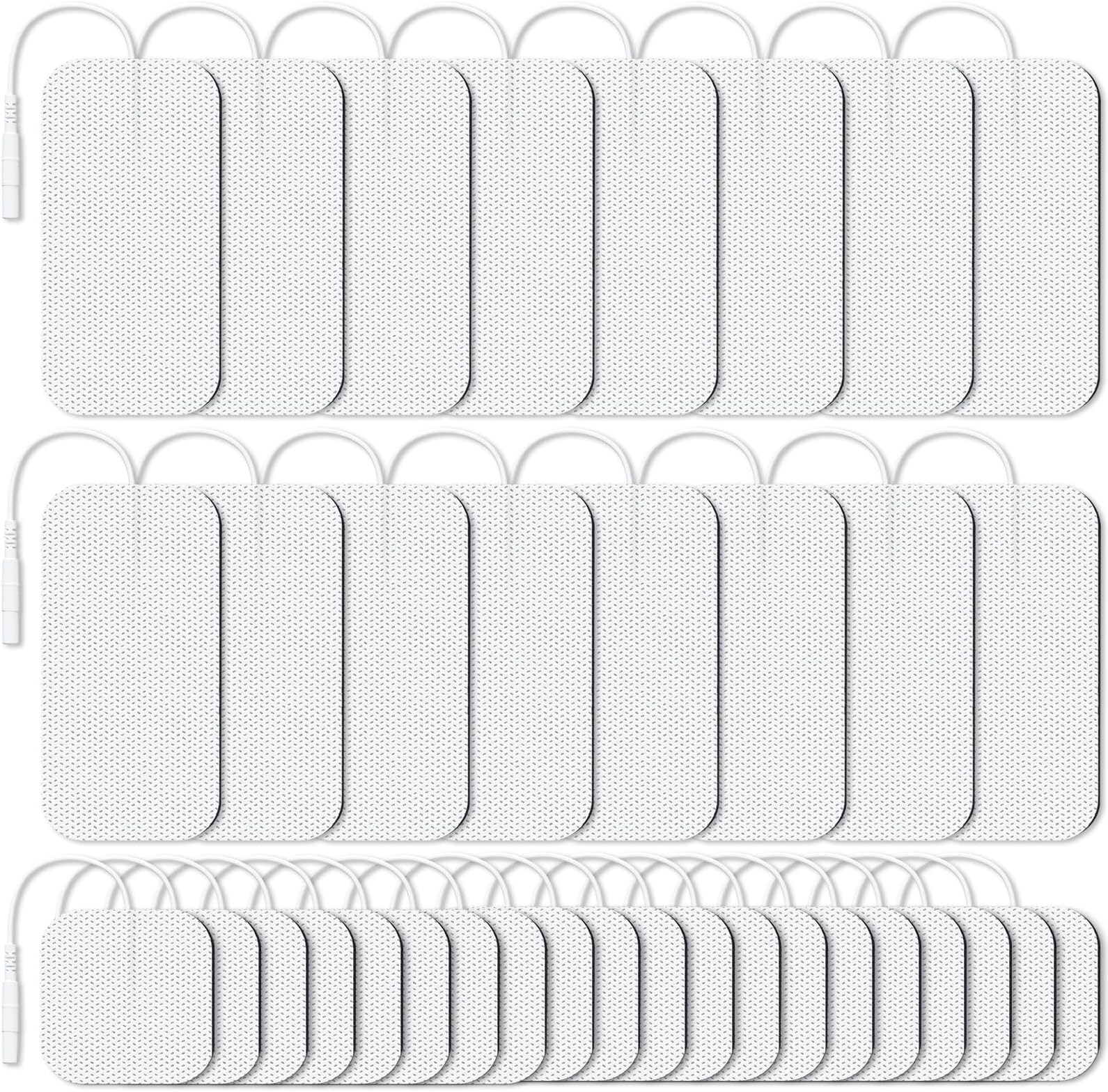 AUVON 36-Pack TENS Unit Replacement Pads for TENS Unit, 2 Sizes Electrodes Pads Combination Set, Reusable and Latex Free Pigtail TENS Pads Compatible with TENS 7000, Etekcity TENS EMS Machine