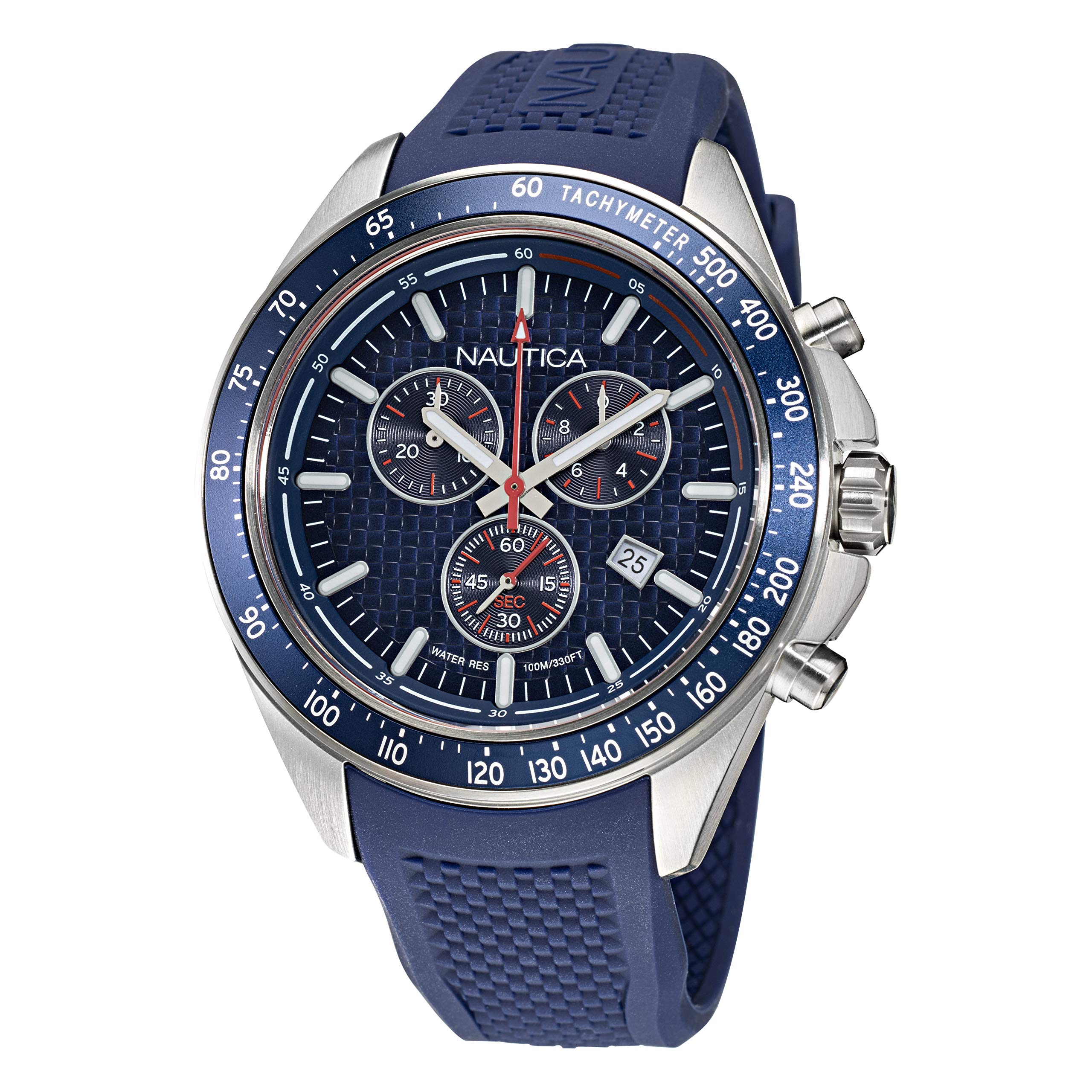 Nautica Mens Stainless Steel Quartz Silicone Strap, Blue, 22 Casual Watch (Model: NAPOBS108) (B08YKGRYLF) Amazon Price History, Amazon Price Tracker