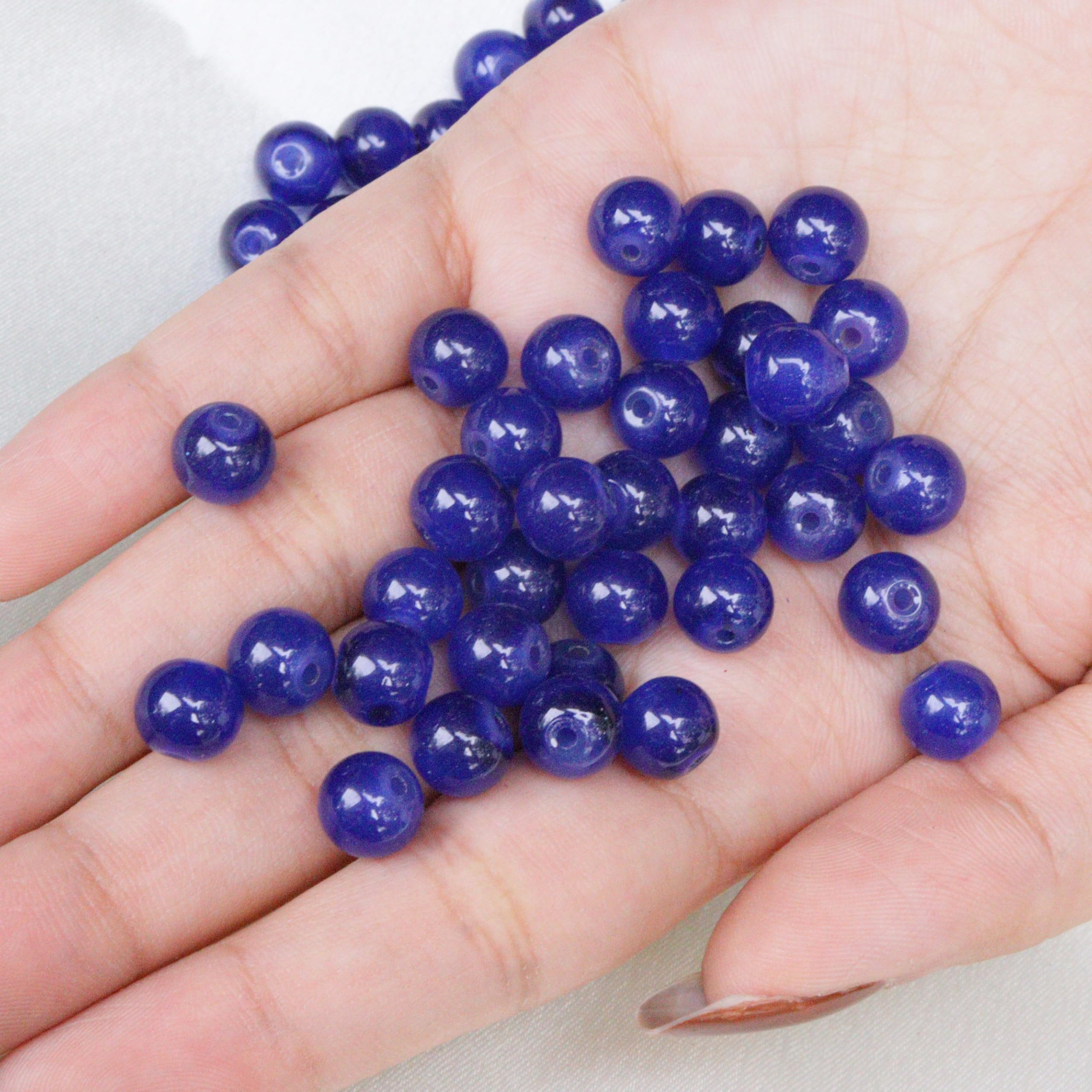 8mm Round Crystal Beads, Pack of 100, for Jewellery Making (Dark Blue)-image-4