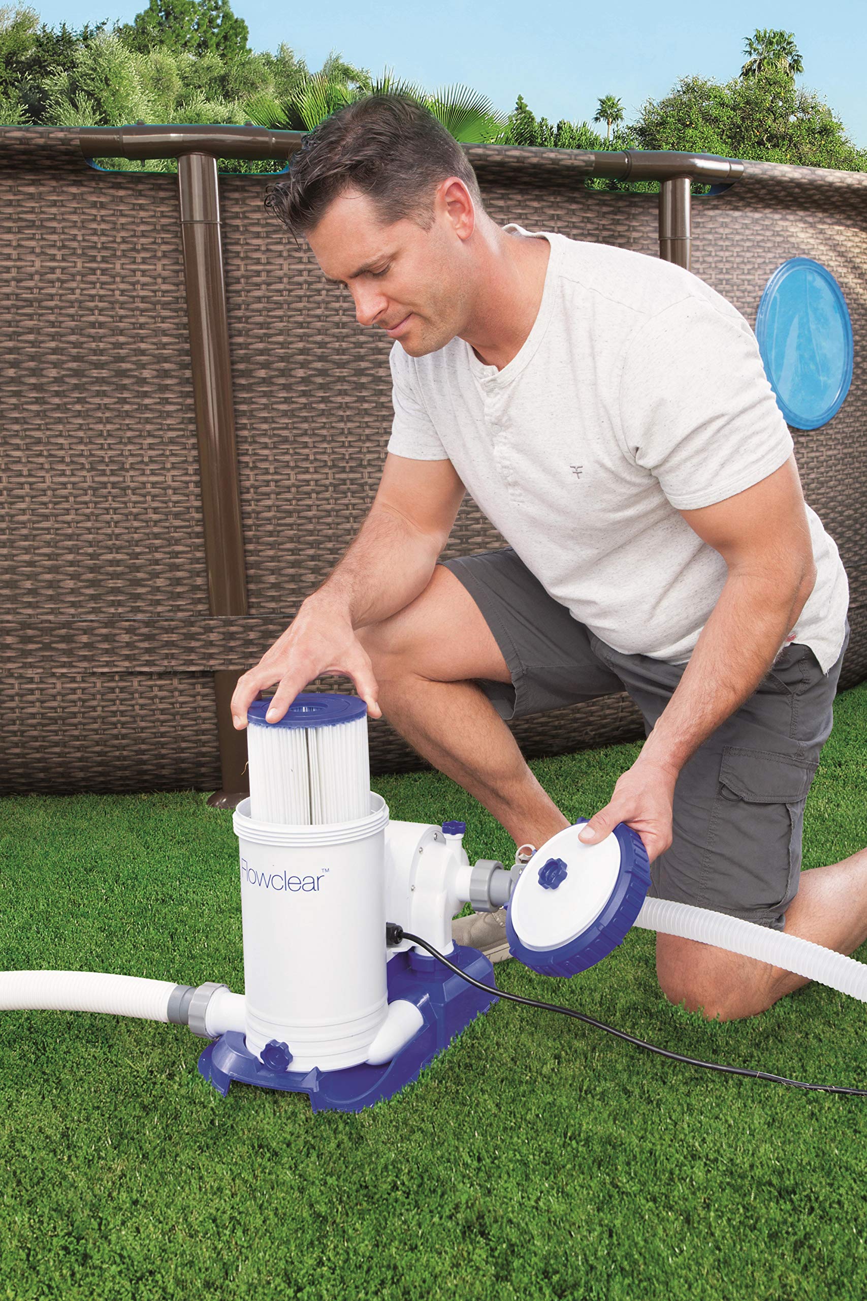 Bestway 58391 FLOWCLEAR Bomba de filtro 9.463 l/h, 220 – 240 V ~/50Hz, transformador 12 V kl. 3, 350 W, TÜV/GS H, multicolor