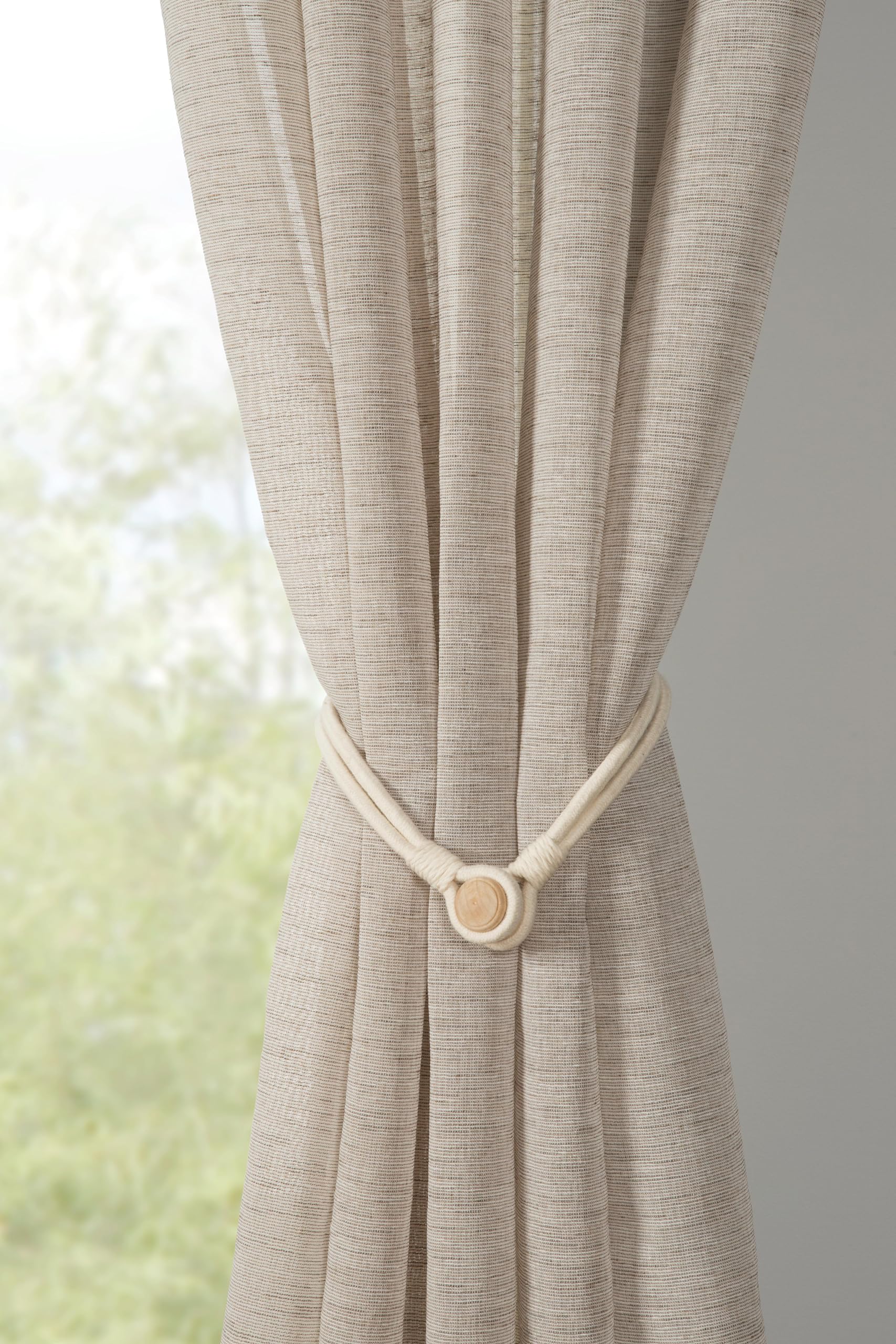 GARDINIA 47cm Beige Magnetic Tie Backs for Draperies and Drapes with Magnet for Easy Fixing