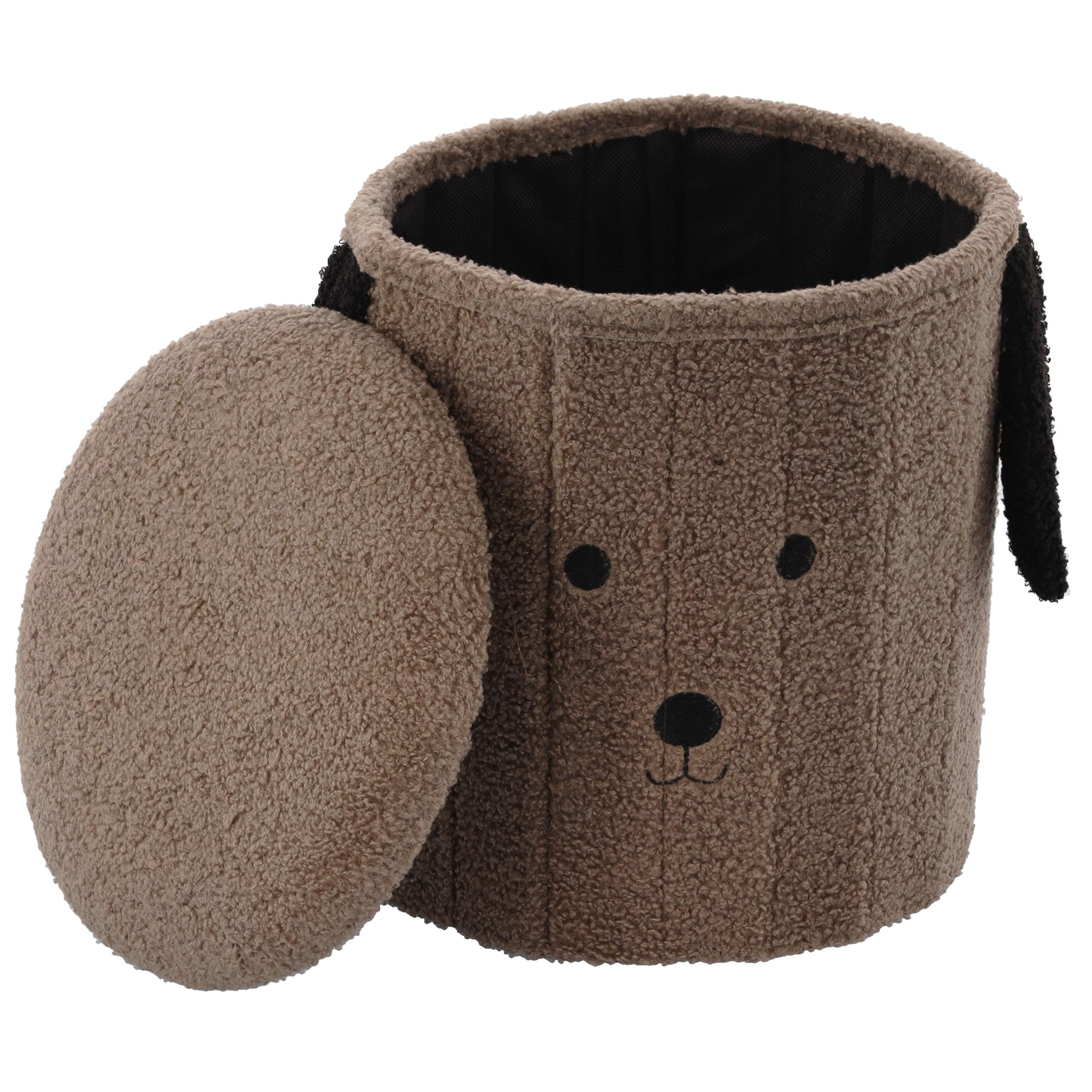 sarcia.eu Puff Plegable con almacenaje, de Felpa, para niños, 28x28x34 cm (Marrón)