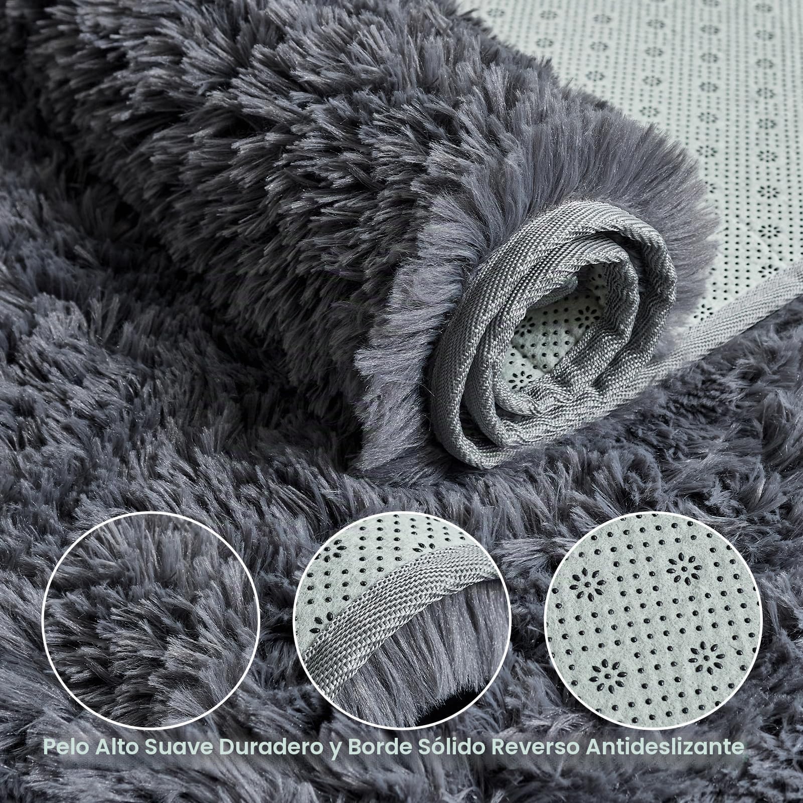 CHOSHOME Alfombra Shaggy para Salón, Habitación de los Niños y Dormitorio - Interior Suave de Pelo Largo, Antideslizante Muy Suave (Gris, 200X290cm)