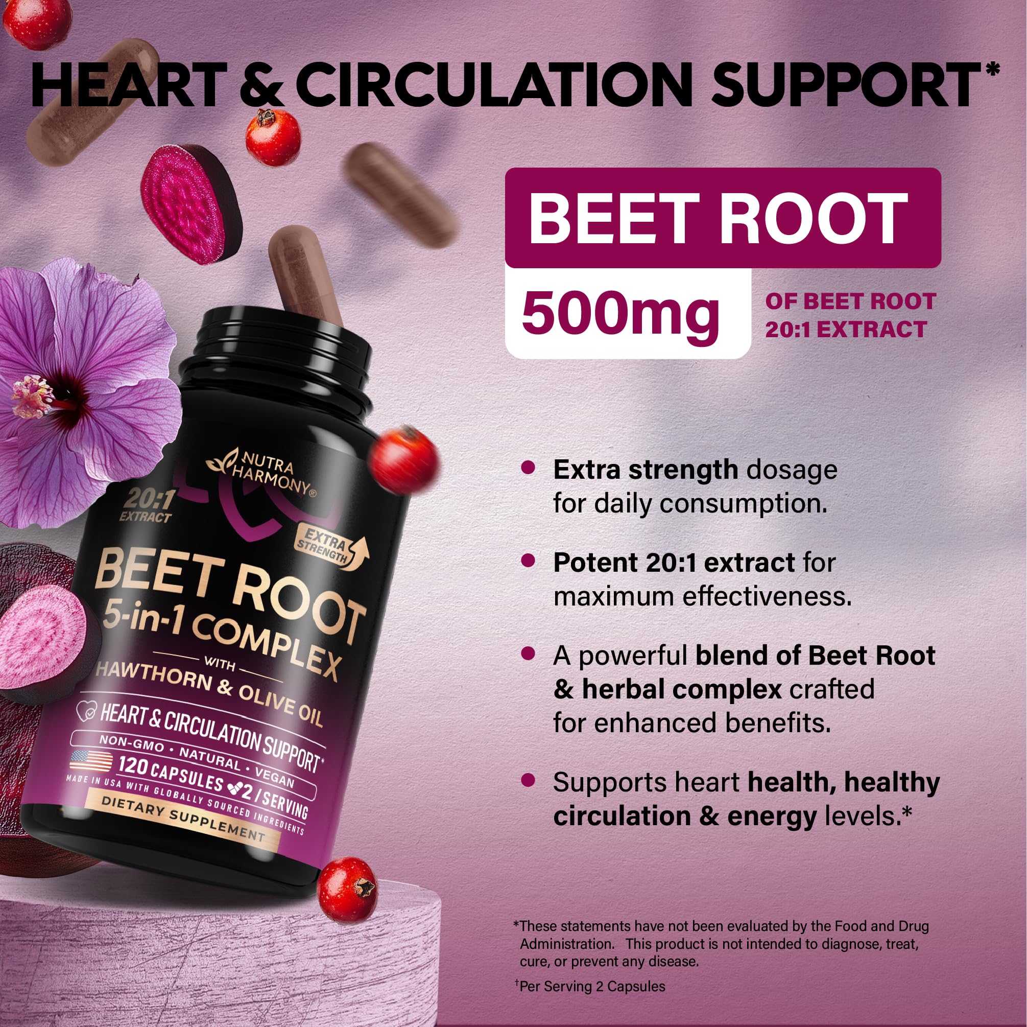 Beet Root Capsules - Healthy Blood Pressure Support Supplement** - 120 Caps — Amazon image 6