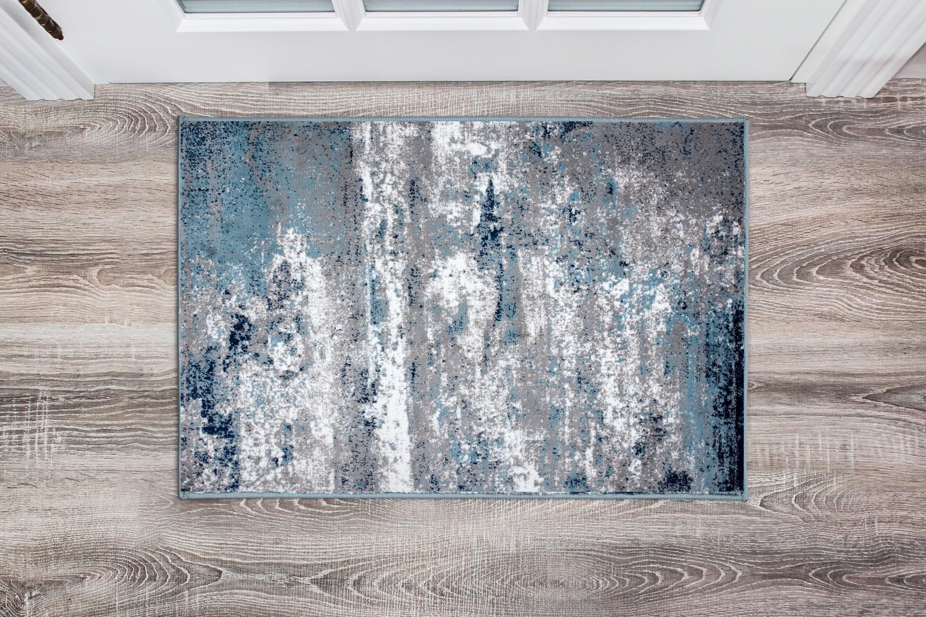 DALISHI Distressed Abstract Watercolor Area Rug 2' x 3' (Blue-Abstract)