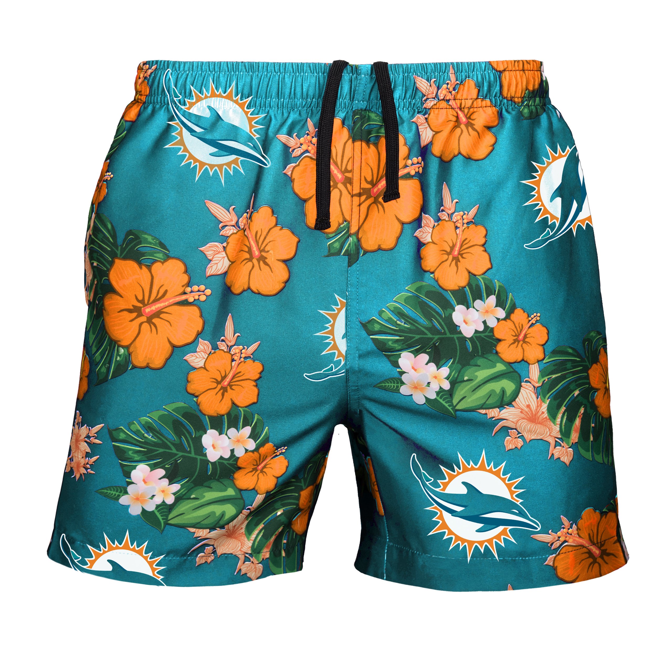 FOCO NFL Mens NFL Team Logo Floral Hawaiian Swim Suit Trunks