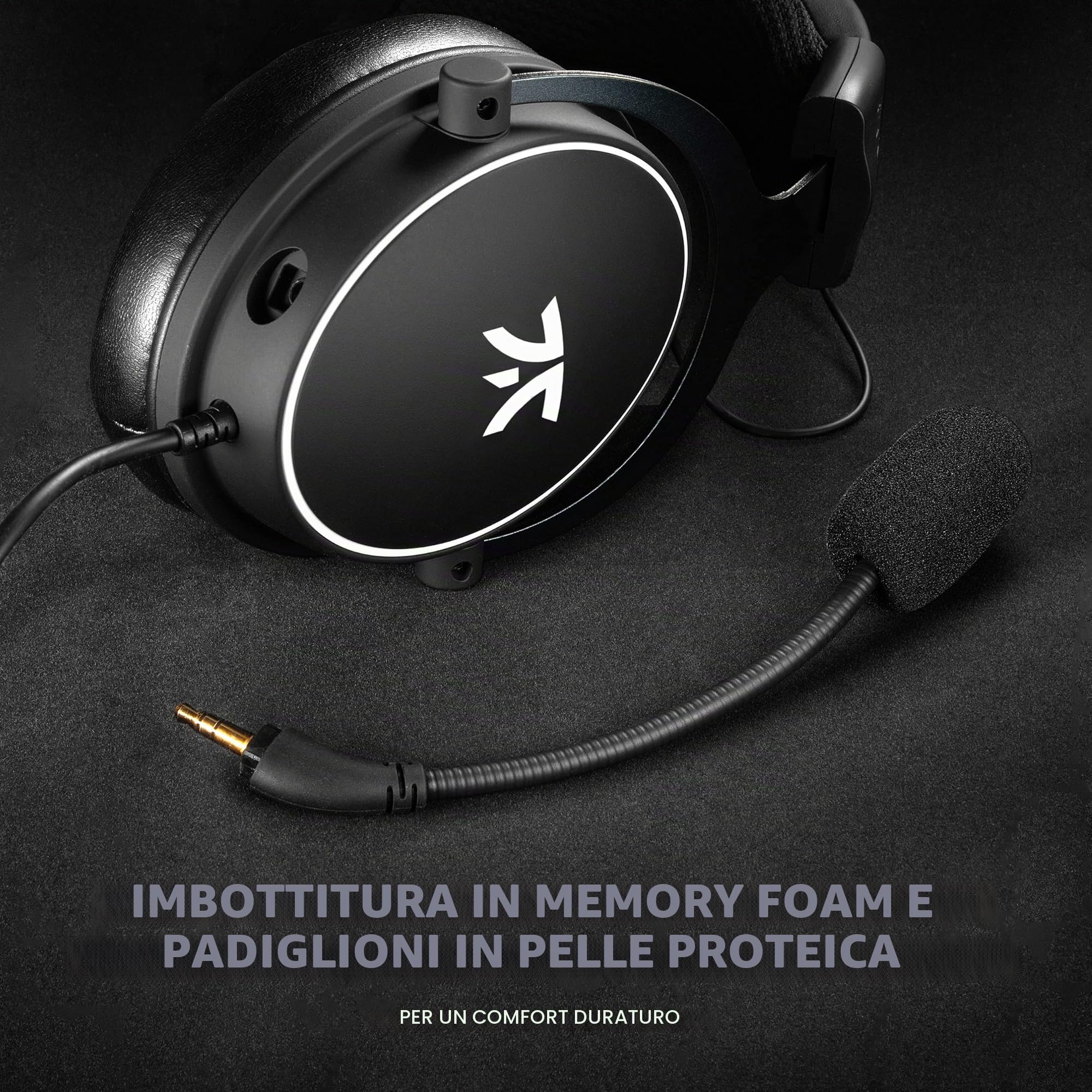 Fnatic REACT - Cuffie da gioco per Esports con driver da 53mm, struttura in metallo, suono stereo preciso, microfono staccabile, Jack da 3.5mm (PC, PS4, PS5, XBOX ONE, XBOX SERIES X, playstation 4)