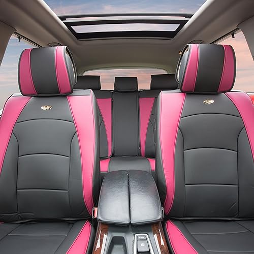 FH Group - Juego completo de fundas ultracómodas de cuero de imitación para asientos delanteros y traseros de autos, camiones o SUV, ajuste