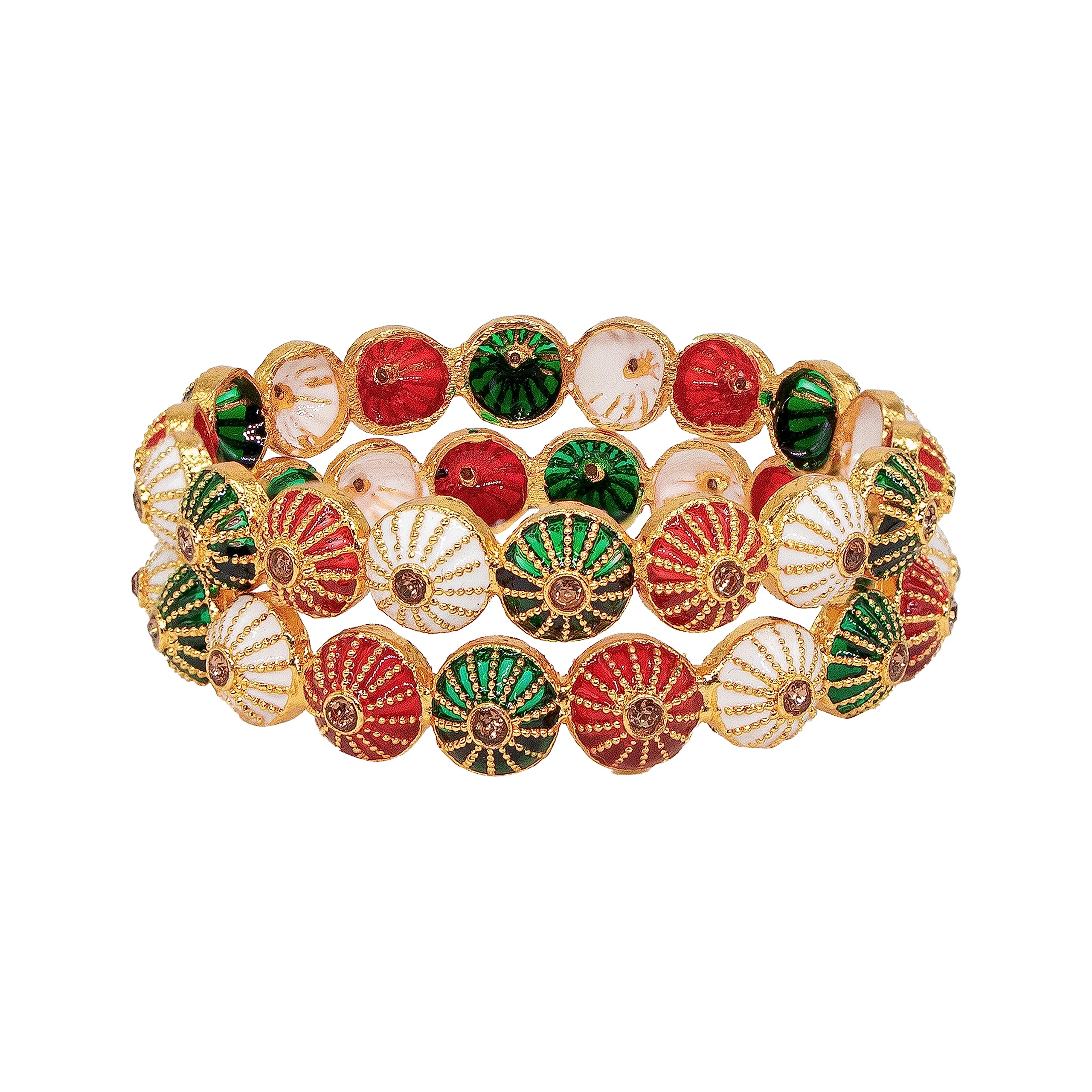 MANIKYA 24ct Gold Plated Meenakari Brass Bangle Kada Set for Women and Girls (RGW-1022, 2.8) (B0C8G5HGNH) Amazon Price History, Amazon Price Tracker