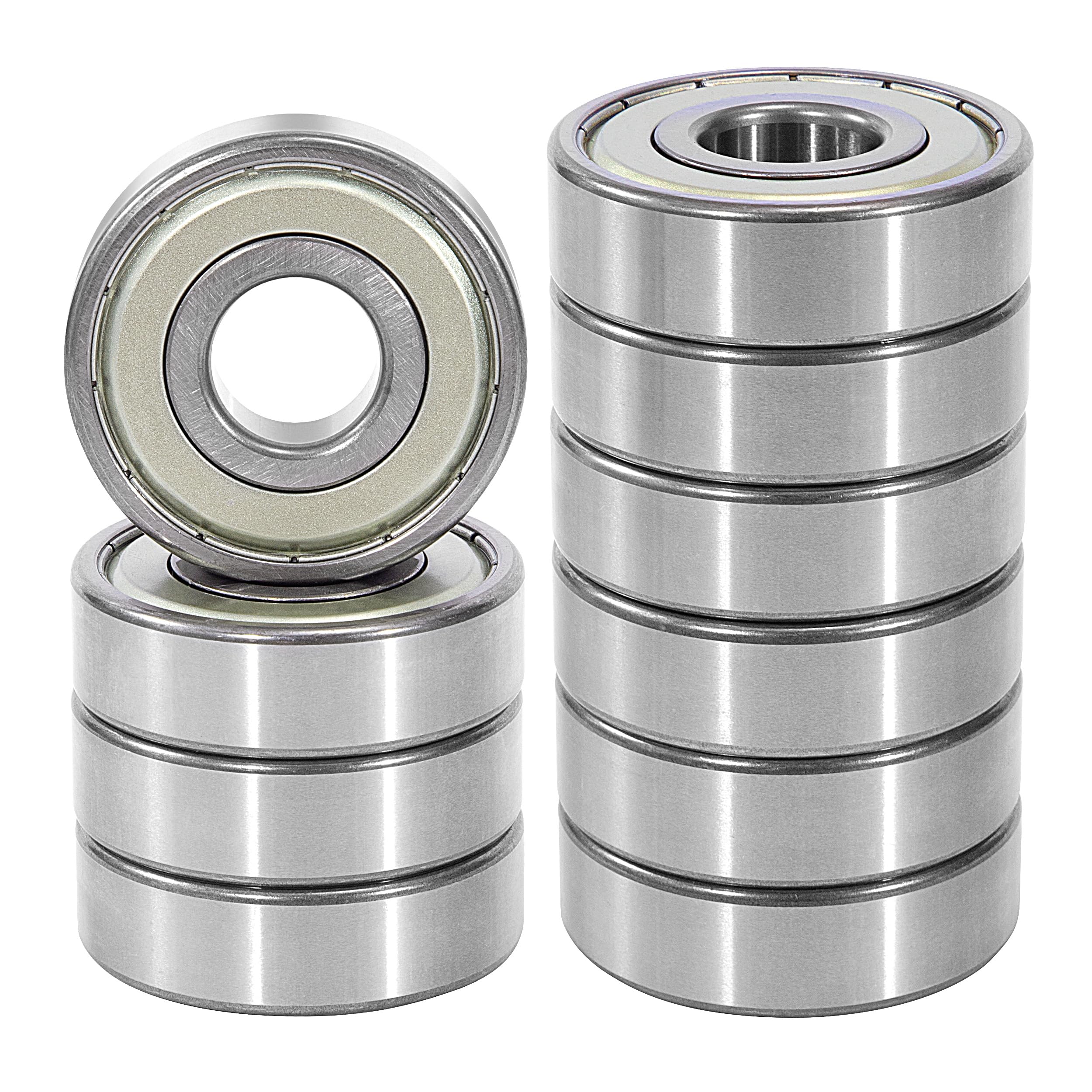 10 piezas 6207ZZ Rodamiento de Bolas, 35x72x17mm Acero cromado con Doble junta metálica, Pre-lubricado, 6207-2Z Rodamientos Rígido de Bolas