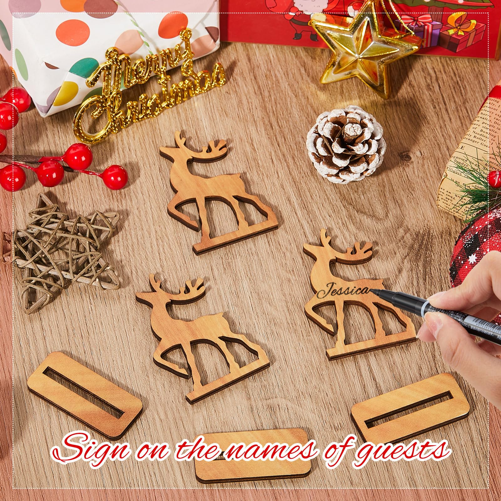 2 Decorazioni Natalizie In Legno A Forma Di Renna – Rustiche, Alte 17 E 13 Cm, Per Camino, Tavolo, Scaffale, Regalo Fai Da Te