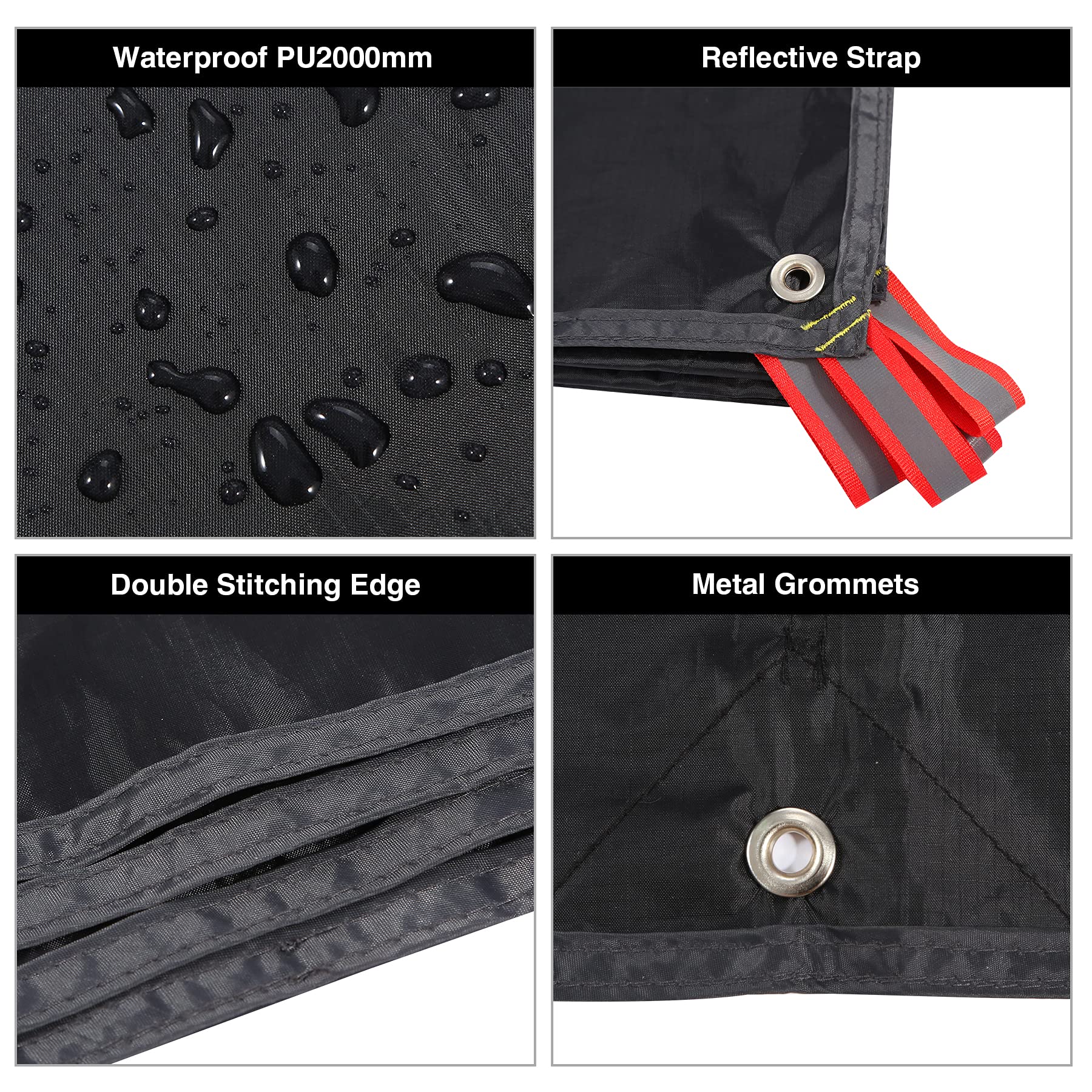 REDCAMP Ultraleichter Zeltfußabdruck - 95 "x 116", 4 in 1 multifunktionales wasserdichtes Campingzelt Tarp für Camping, Wandern und Überlebensgeräte, leicht und kompakt