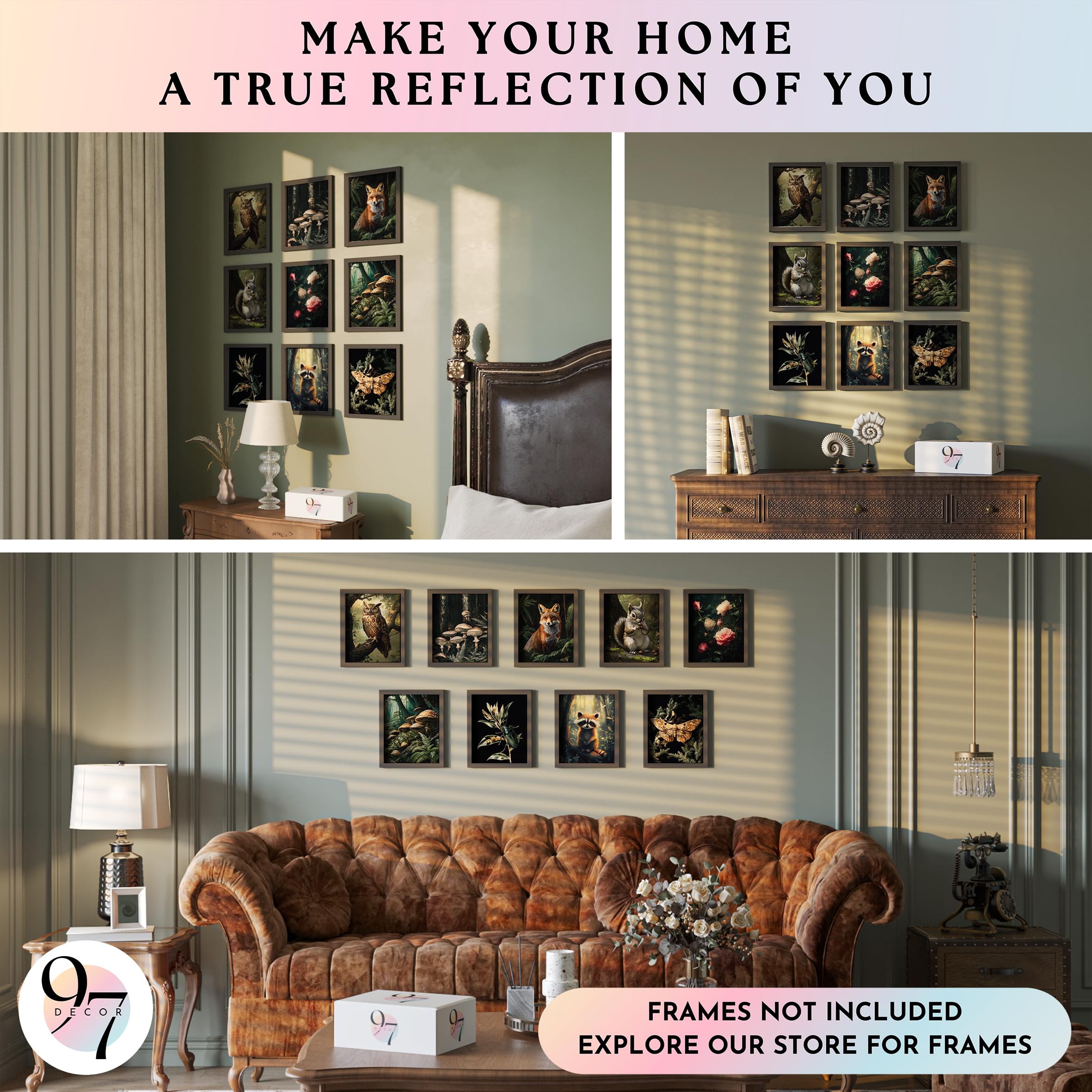 97 Decor Dark Cottagecore Decor – Décoration Murale De Style Académie Sombre, Affiches Gothiques D'animaux De La Nature, Champignons Vintage – Décoration Fantaisiste Pour La Maison, La Chambre à