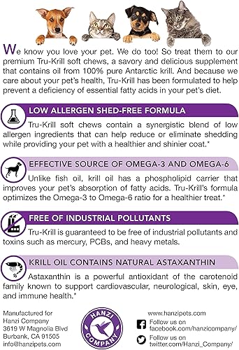 Miniatura 2 de Masticables suaves de aceite de krill antártico de primera calidad para perros, ricos en omega 3, astaxantina, vitamina E, para piel y pelaje, bajo