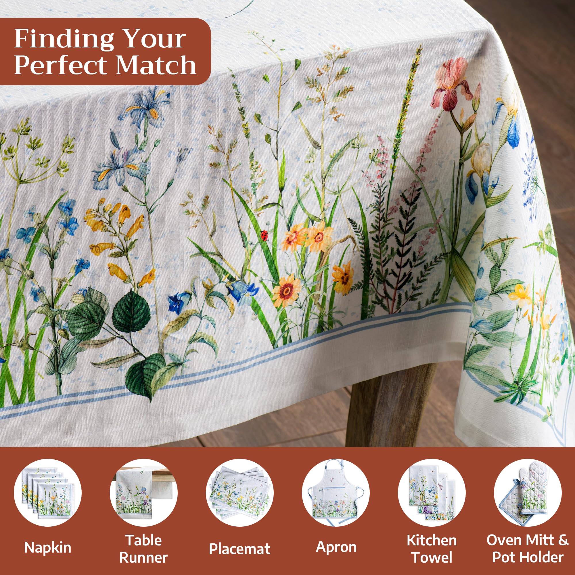Maison d'Hermine Nappe rectangulaire réutilisable 100 % coton - 152,4 x 304,8 cm