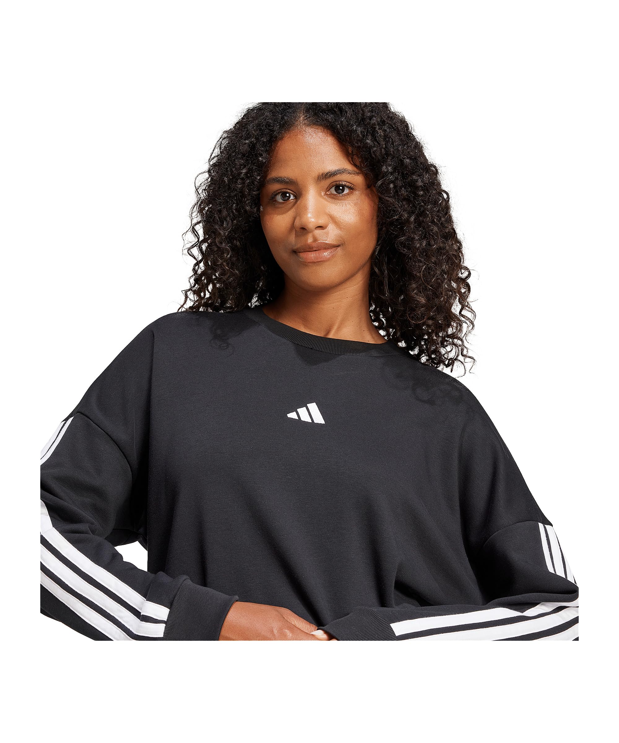 adidas Donna Essentials 3-Stripes French Terry Sweatshirt, Black/White, M