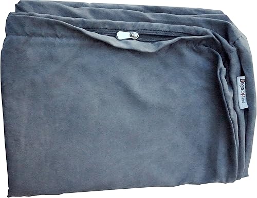 Miniatura 7 de Dogbed4less 55 x 37 x 4 pulgadas. Tamaño XXL: funda de repuesto externa de tela de gamuza en color gris con forro de cremallera para almohada o