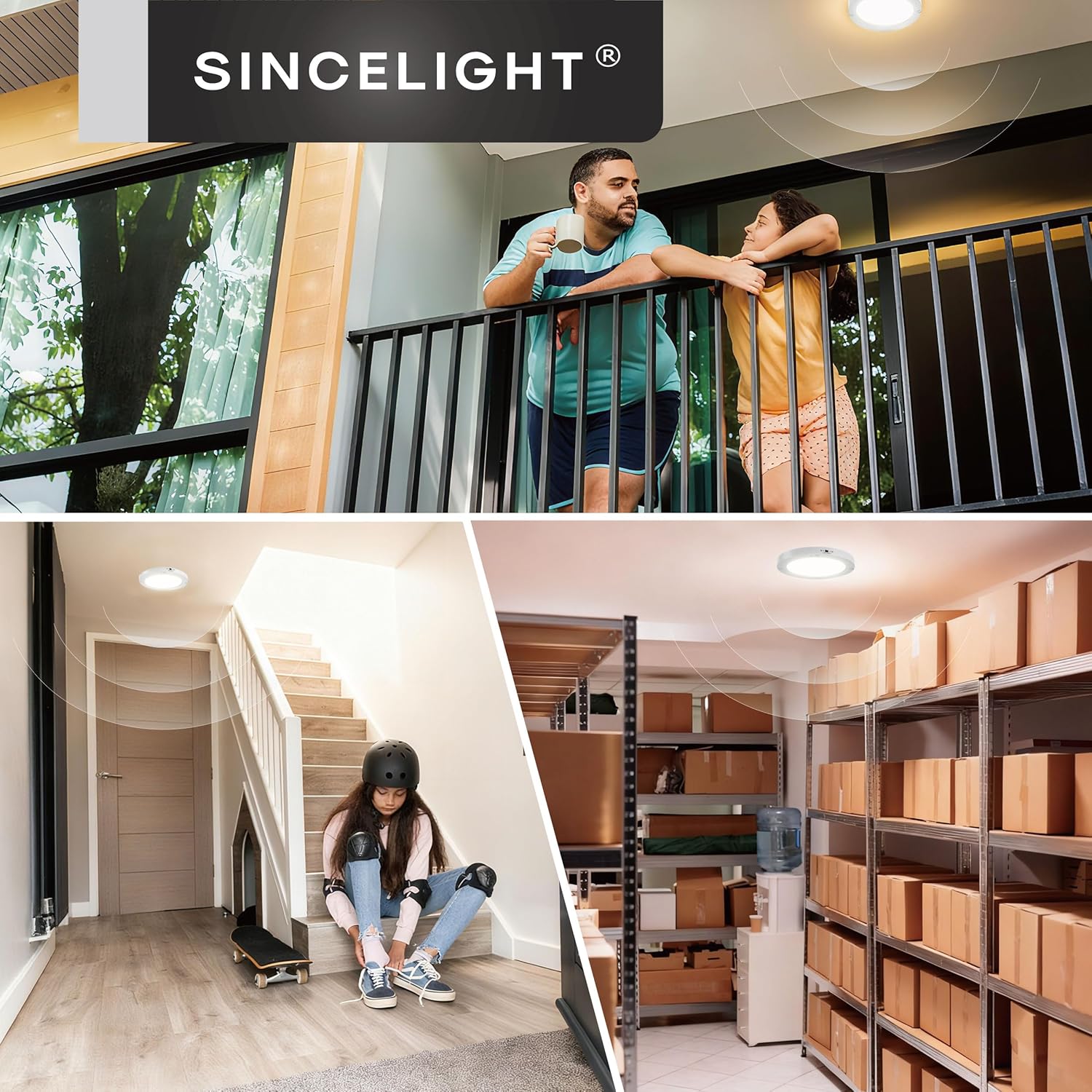 SINCELIGHT PIR Motion Sensor 18W LED Ceiling Light (Φ9''/220mm), Automatically ON/Off, Movement Activated, Dual Mode Turnable, Warm White 2700K, Surface/Flush Mount for Hallway,Porch, Pack of 1