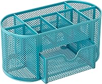 Vista 2 de Organizador para escritorio EasyPAG, malla metálica, 9 compartimentos, gavetas para escritorios con bandeja, Azul