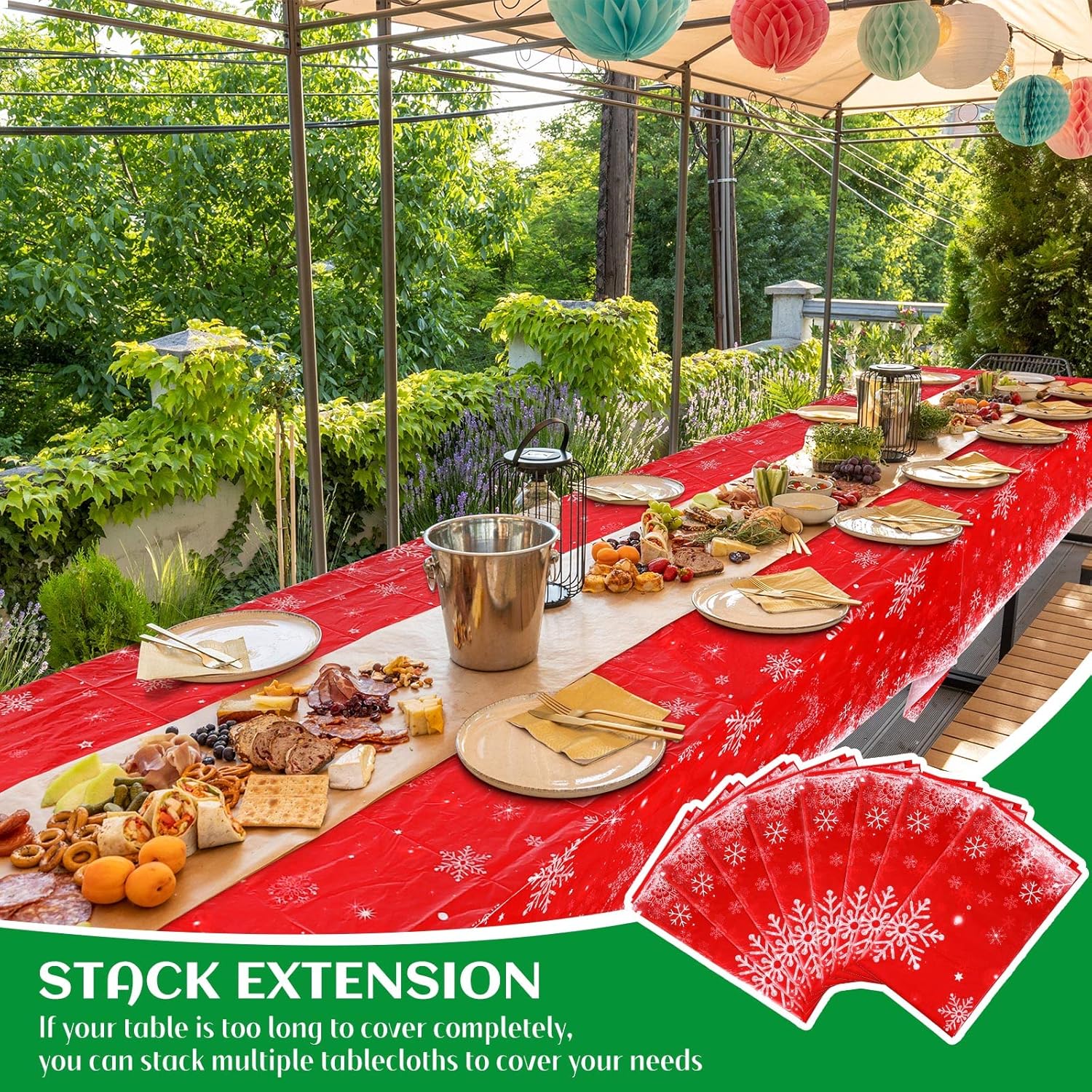 8 Pcs Christmas Tablecloth Rectangle - 54 x 108 Inch Winter Snowflakes Disposable Plastic Table Cover for Xmas Home Party Decor (Snowflake)
