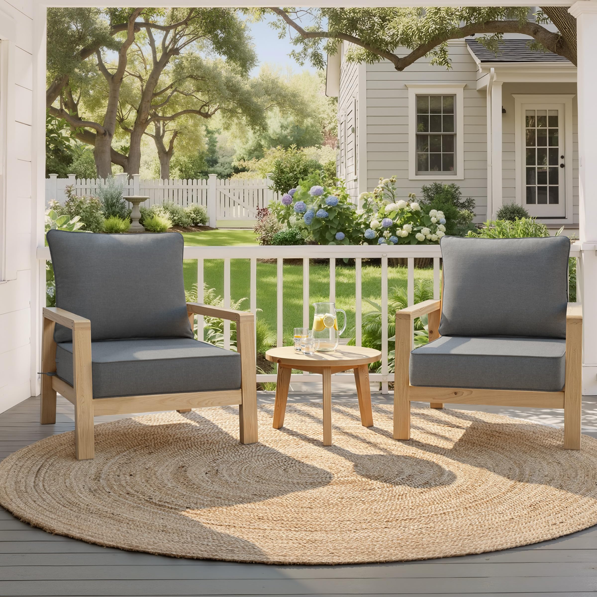 Photo 1 of ***PACK OF 1, STOCK PHOTO FOR REFERENCE ONLY **5.5" Thick Deep Seat Patio Chair Cushions 24x24 Set of 2, Waterproof Outdoor Replacement Cushions for Wicker Sofa and Couch, Fade Resistant, Grey