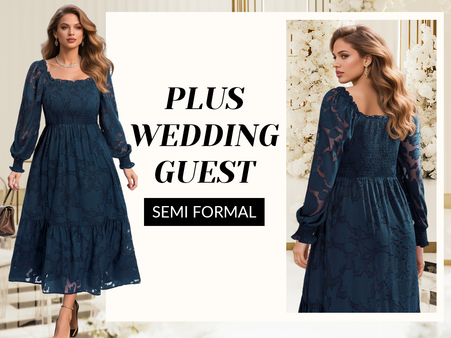 navy flowy dress for wedding Zapakasa Women Navy Chiffon Long Mother of the Bride Dress with Ruffles  Ruched A Line V-Neck Wedding Guest Dress main image 1