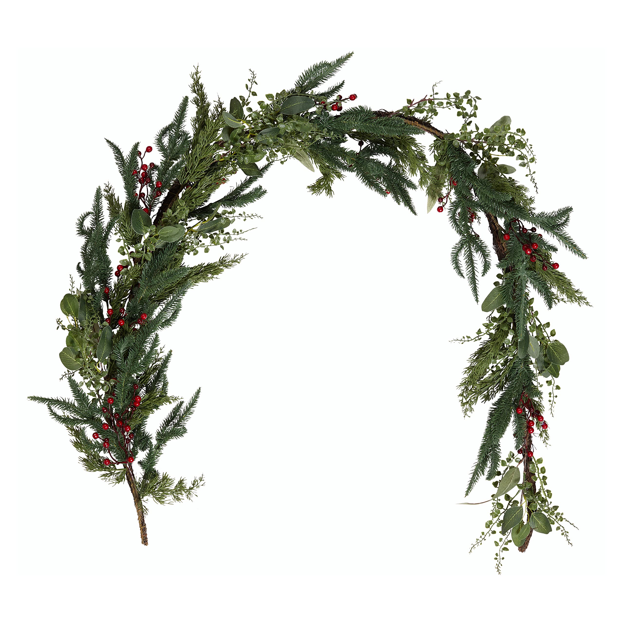 Lights4fun 2m Weihnachtsgirlande mit roten Beeren und Mirco LED Lichterkette Timer Weihnachts Deko Tischdeko