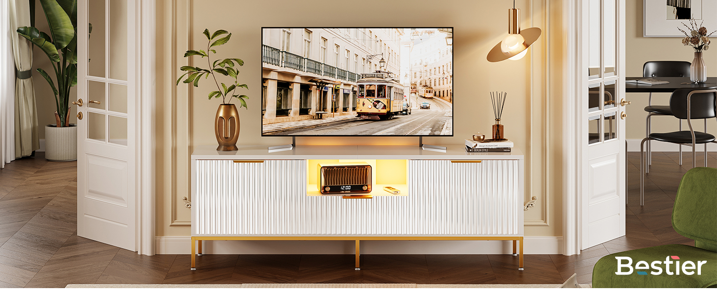 Amazon｜Bestier テレビ台 ‎幅140×奥行き35×高さ54cmテレビボード 32