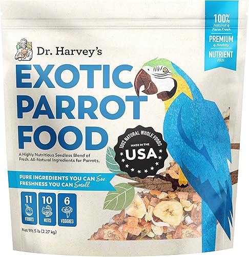Dr. Harvey's Mezcla de loros exóticos, mezcla sin semillas de alimentos naturales para loros grandes