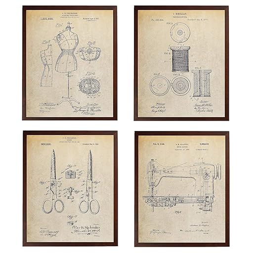 Turnip Designs Dress Form 1917 Thread Pool Sewing Shears Machine 1946 Patent Poster Sewing Room Decor Fashion Designer TDP1137